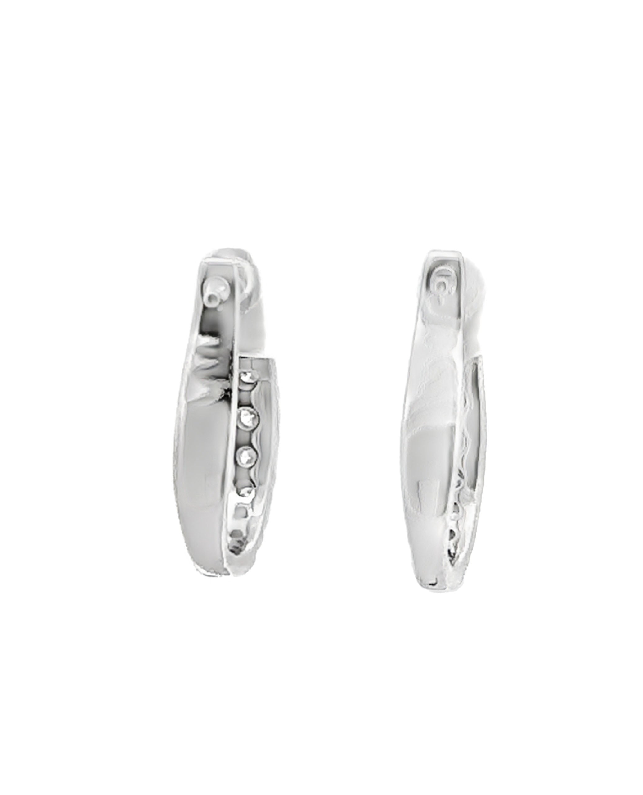 Allison Kaufman 14K White Gold Oval Hoop Earrings with Diamonds