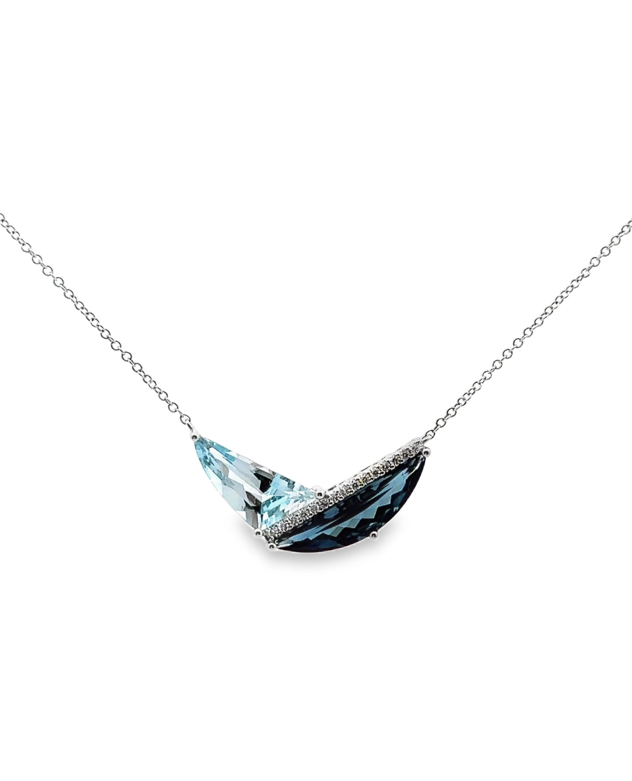 Allison Kaufman 14K White Gold Blue Topaz Necklace