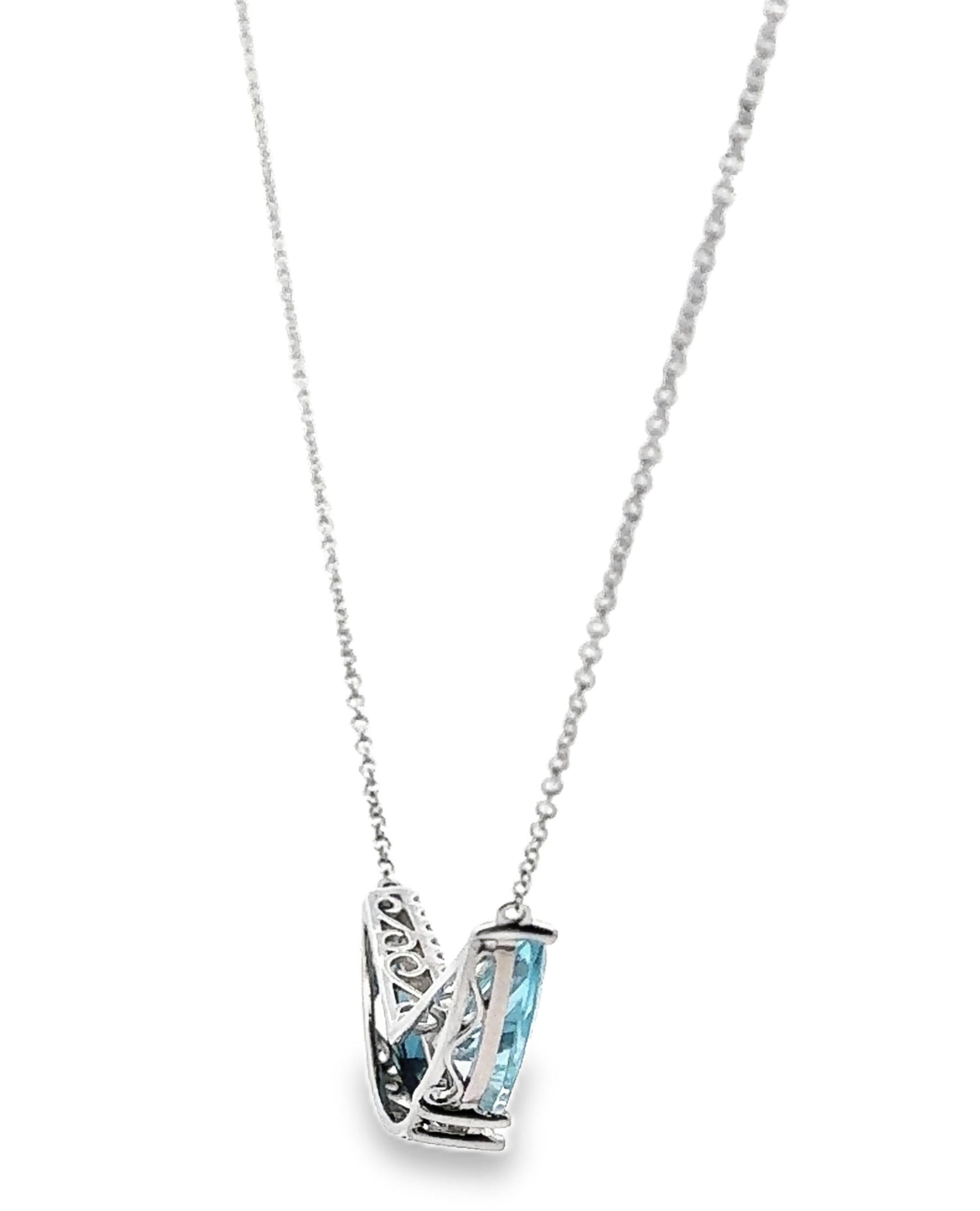 Allison Kaufman 14K White Gold Blue Topaz Asymmetric Necklace