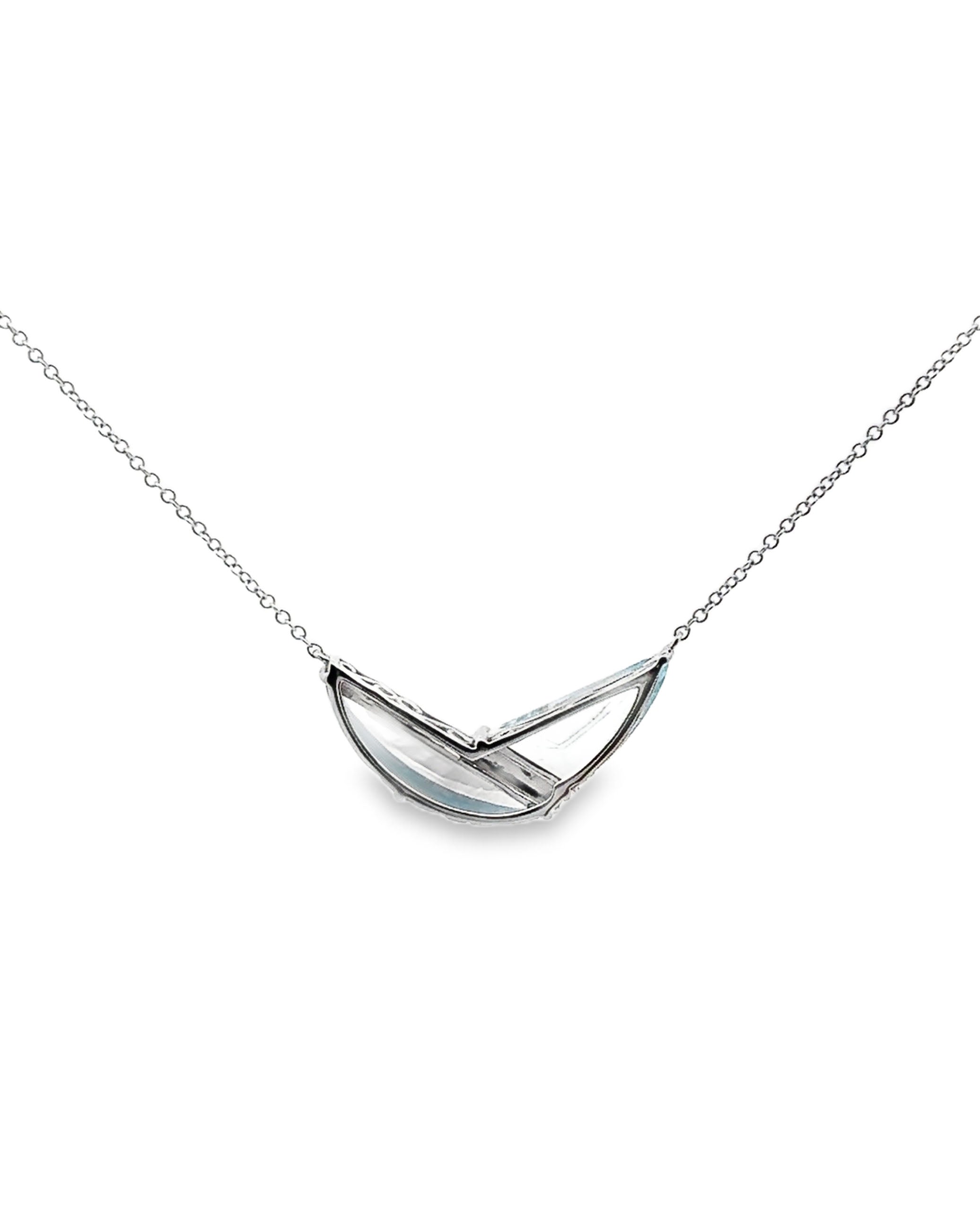 Allison Kaufman 14K White Gold Blue Topaz Asymmetric Necklace
