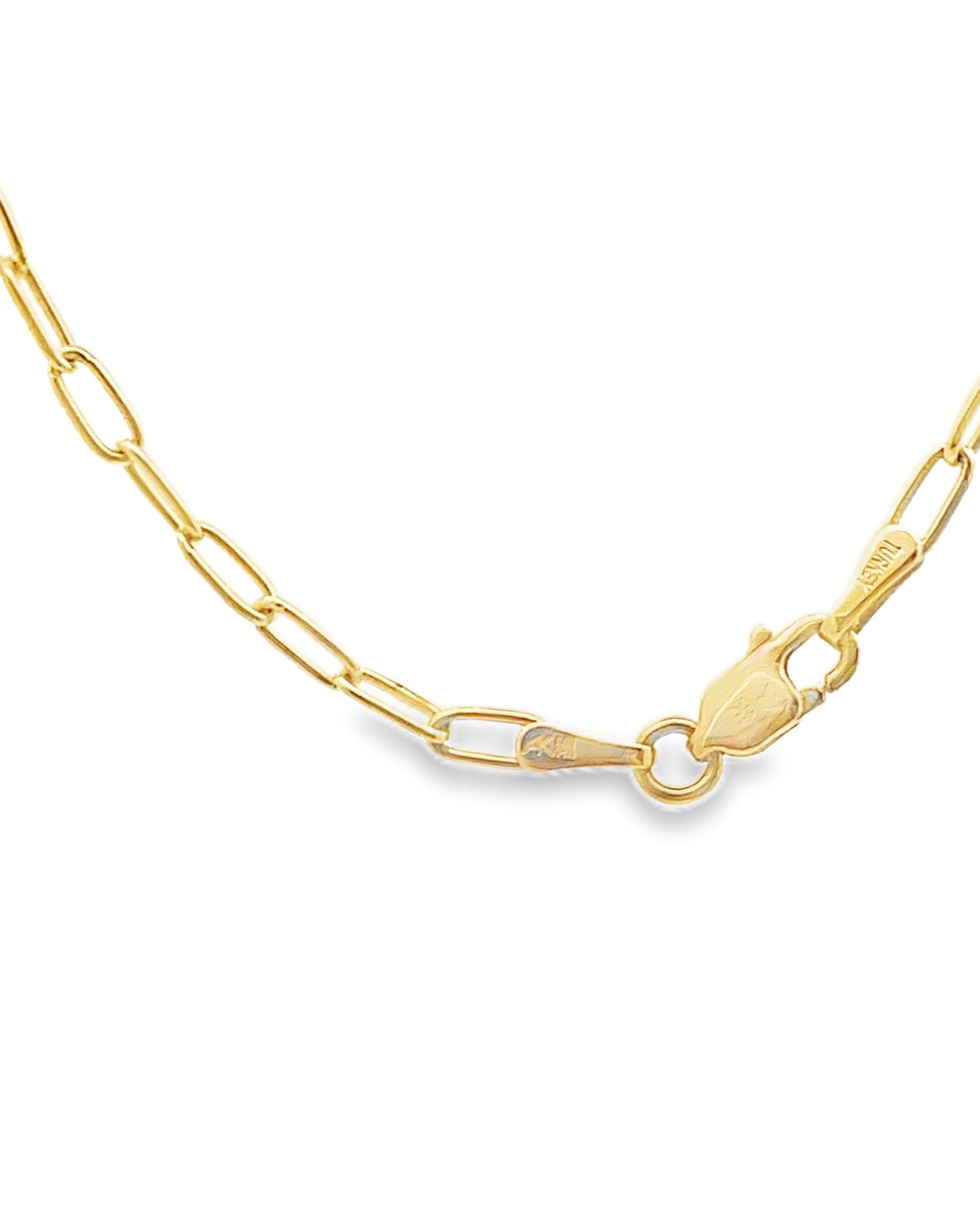 Allison Kaufman 14K Yellow Gold Paperclip Chain Necklace with Diamond Pendant