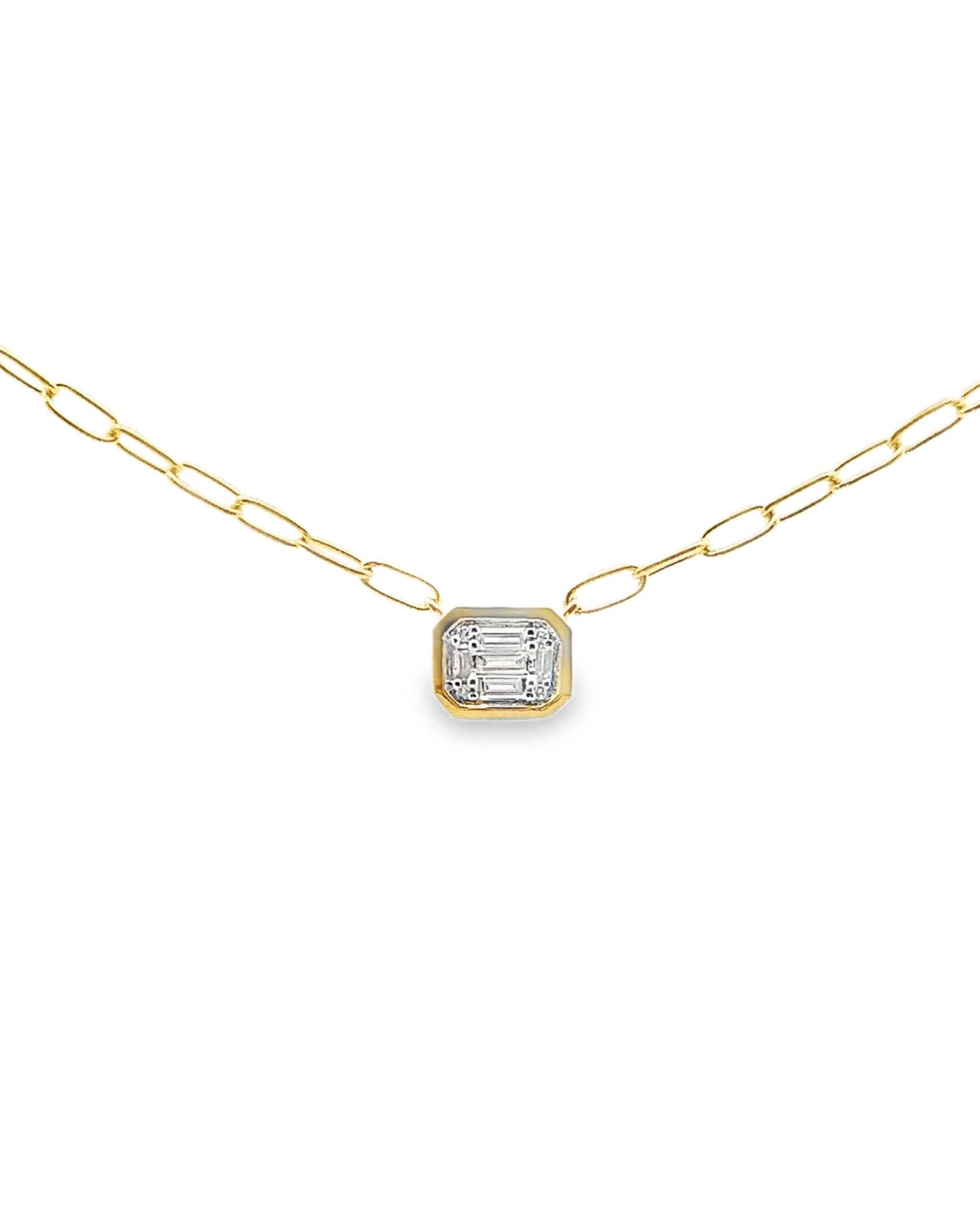 Allison Kaufman 14K Yellow Gold Paperclip Chain Necklace with Diamond Pendant