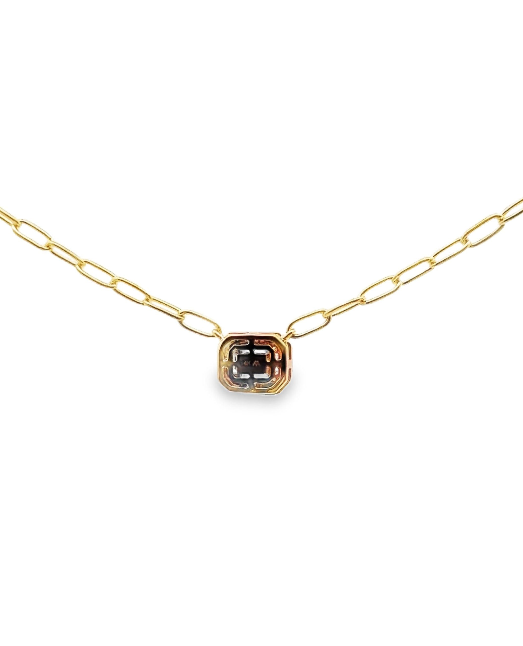 Allison Kaufman 14K Yellow Gold Paperclip Chain Necklace with Diamond Pendant
