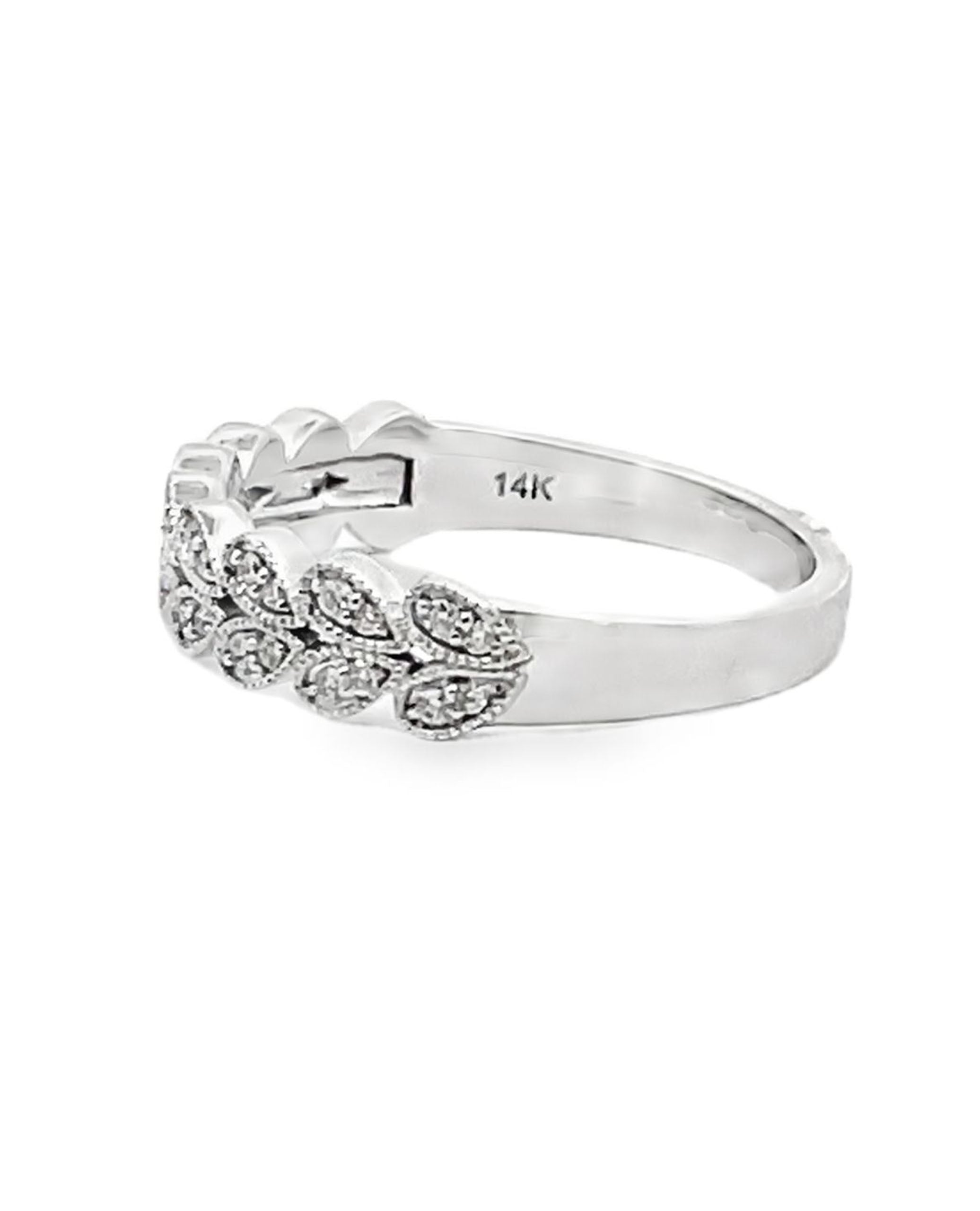 Allison Kaufman 14K White Gold Wedding Band with Diamonds- Size 7