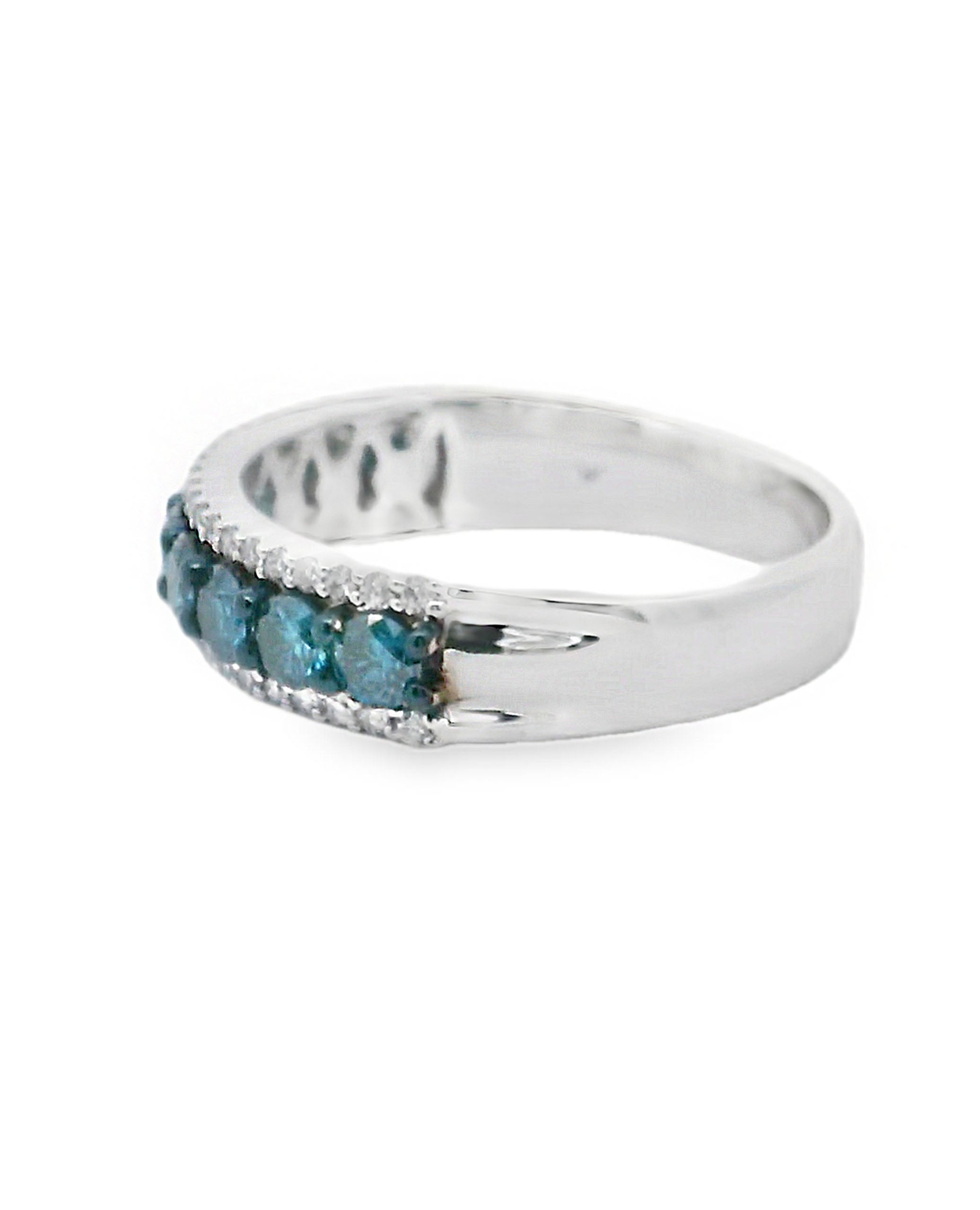 Allison Kaufman 14K White Gold Diamond Band with Blue Diamonds