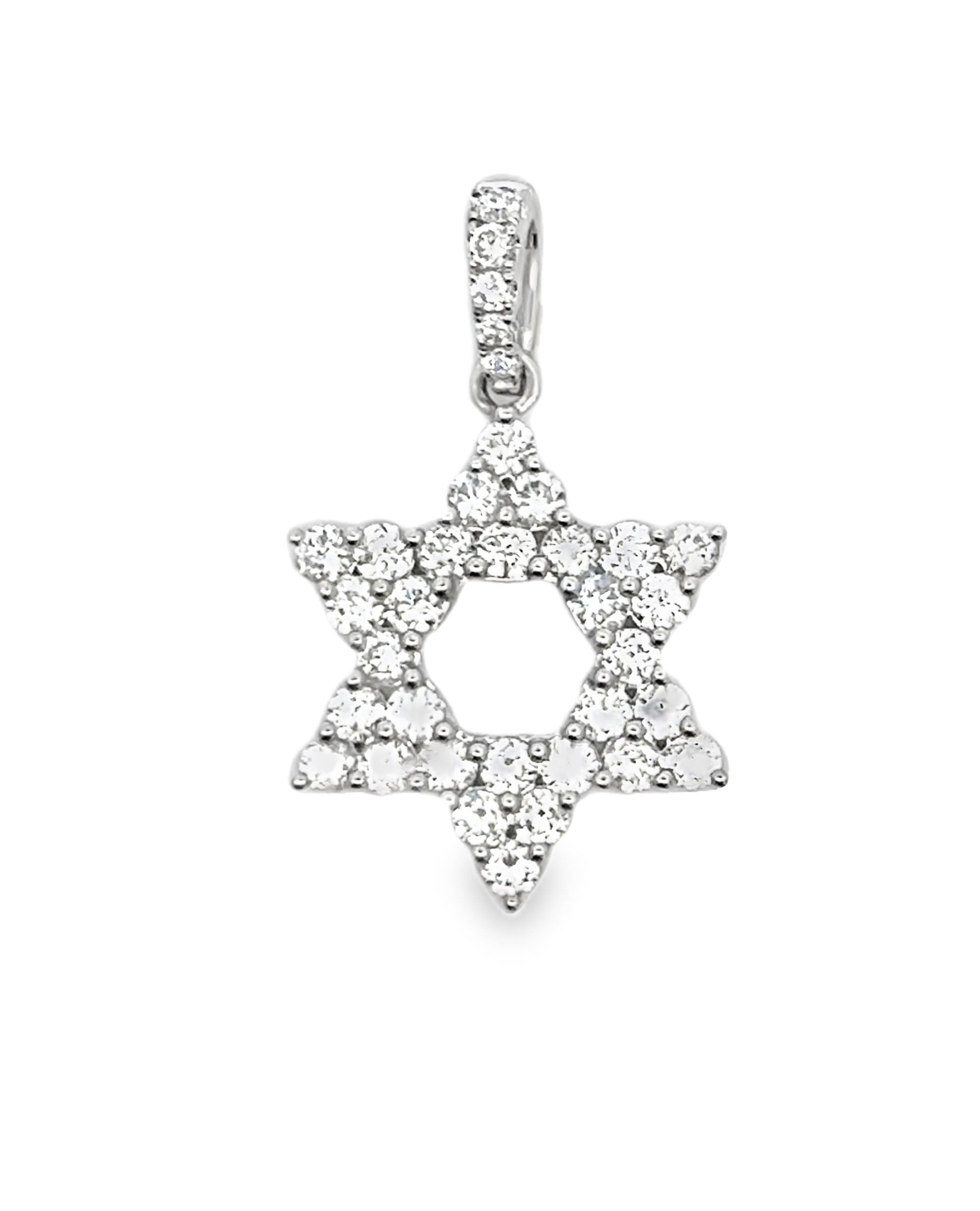 18K White Gold Star Of David 0.83 Carat Diamond Pendant