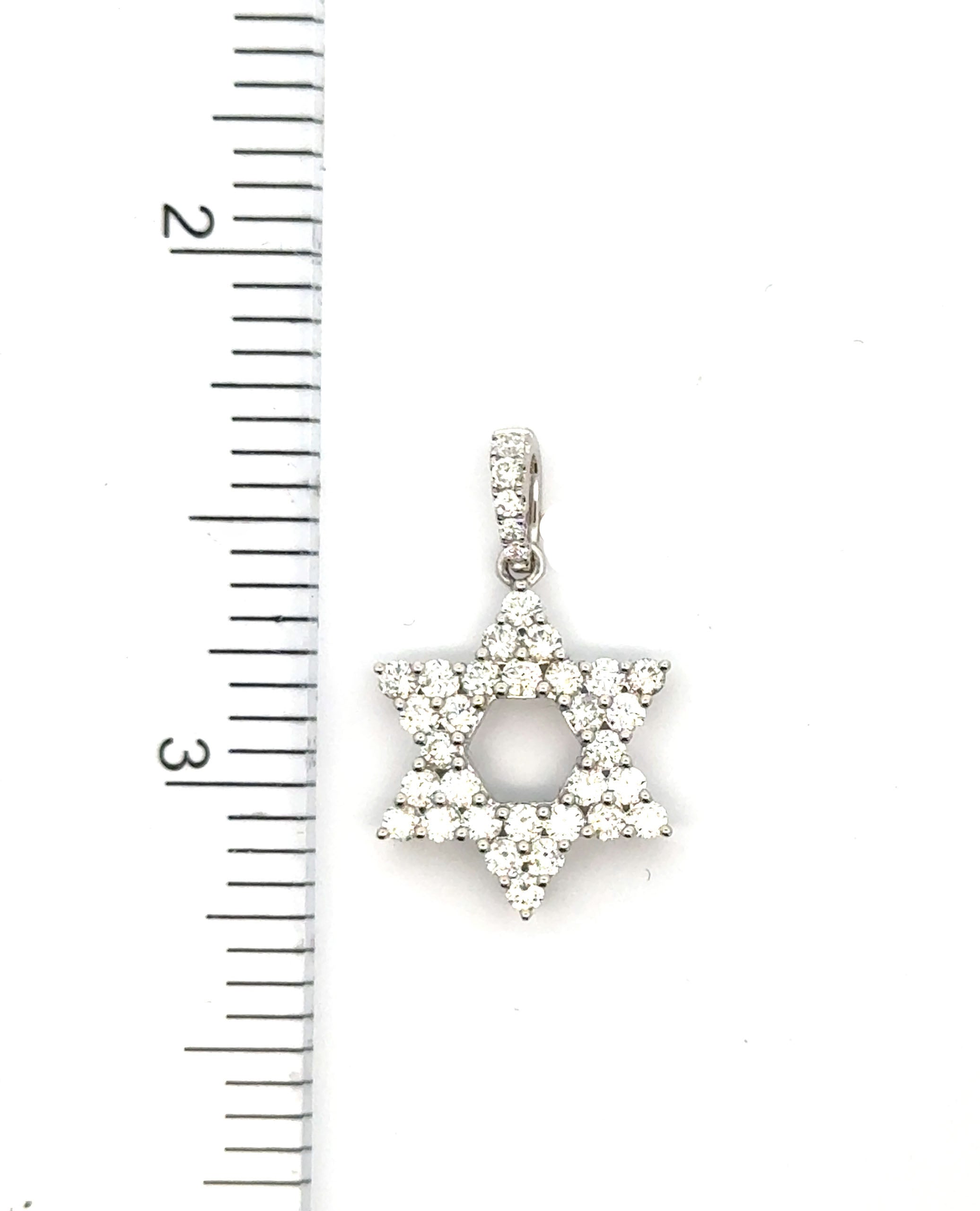 18K White Gold Star Of David 0.83 Carat Diamond Pendant