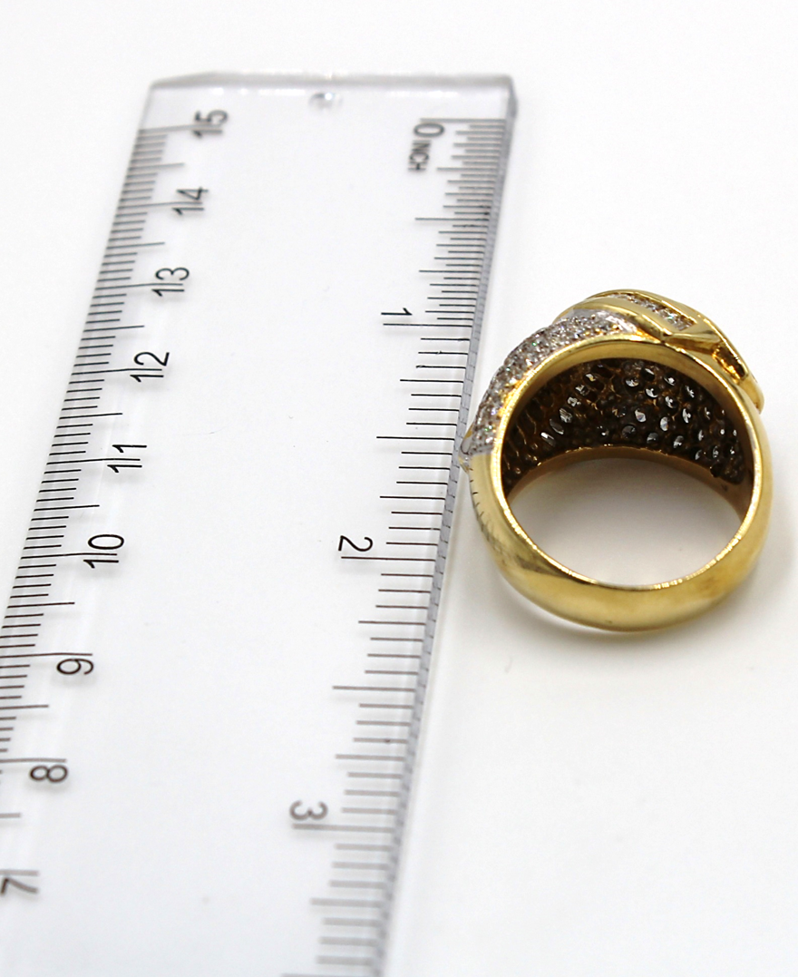 Vintage 2.15 Carat Diamond Swirl Dome Ring in 18K Gold