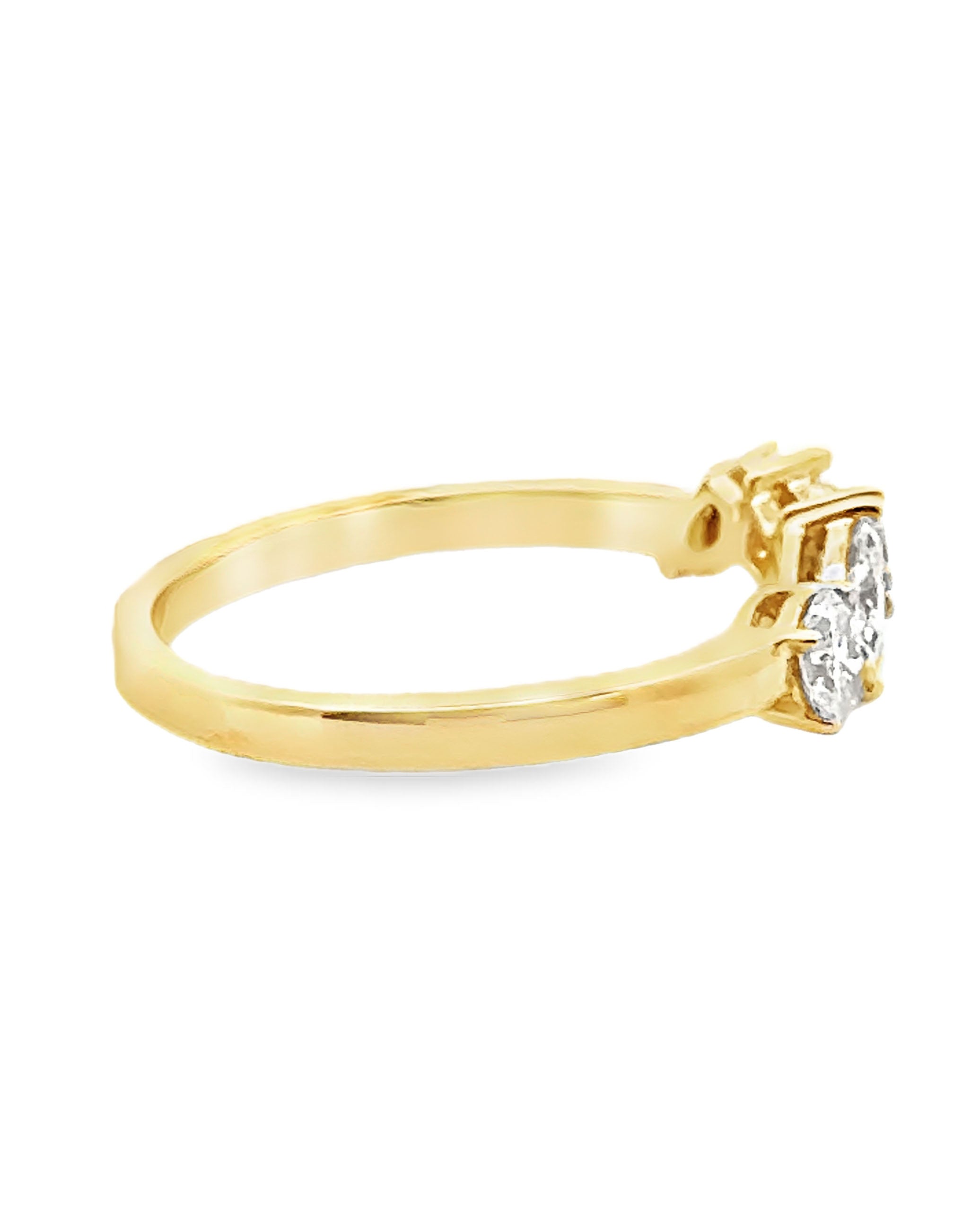 18K Yellow Gold Ring with Fancy Shaped Diamonds- Size 6.5