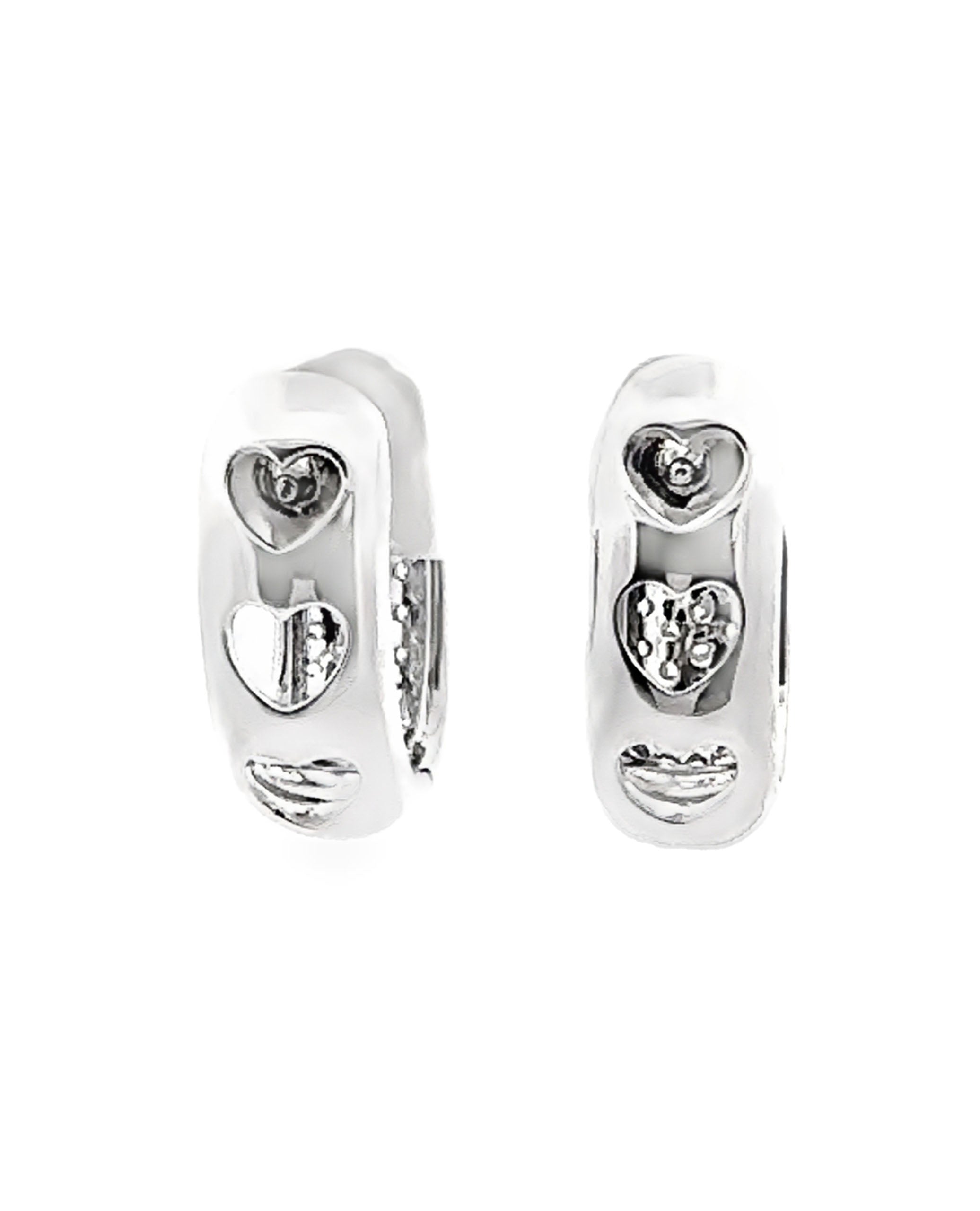 18K White Gold Oval Shaped Diamond Huggie Earrings