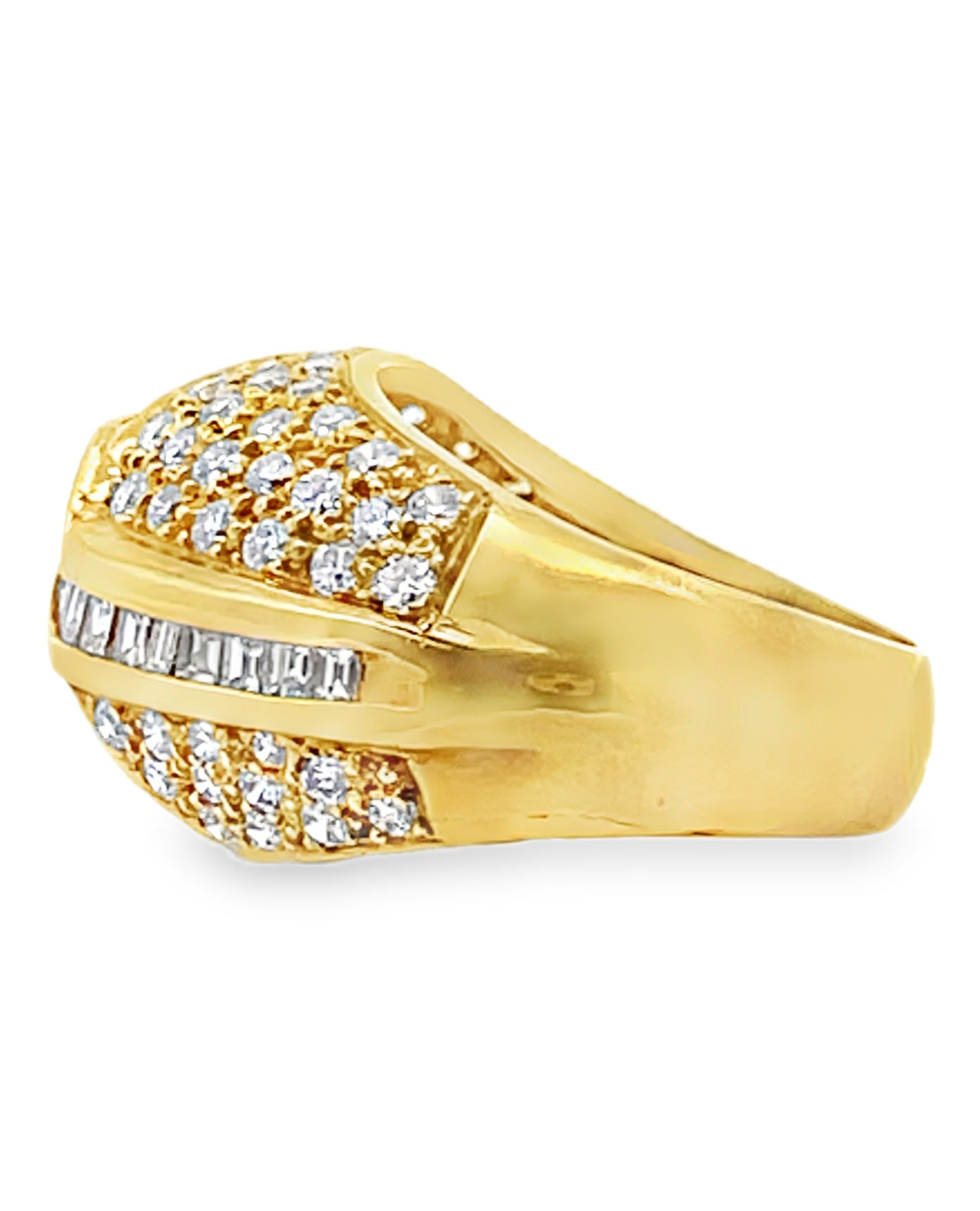 Vintage Dome Ring Set in 18K Yellow Gold with 1.90 Carats of Diamonds