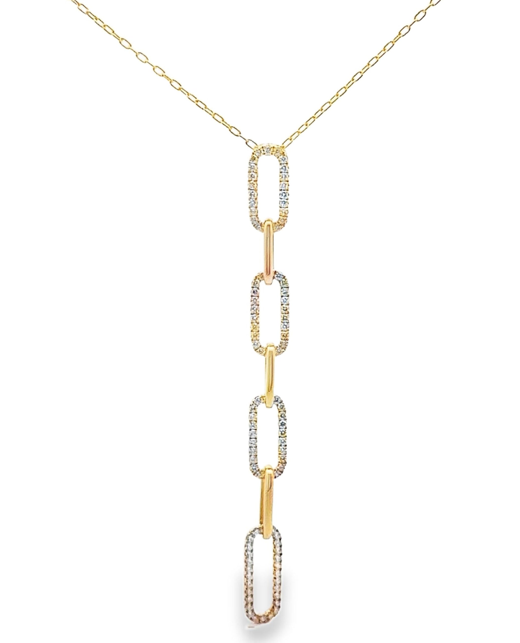 18K Yellow Gold Paperclip Chain Pendant Necklace