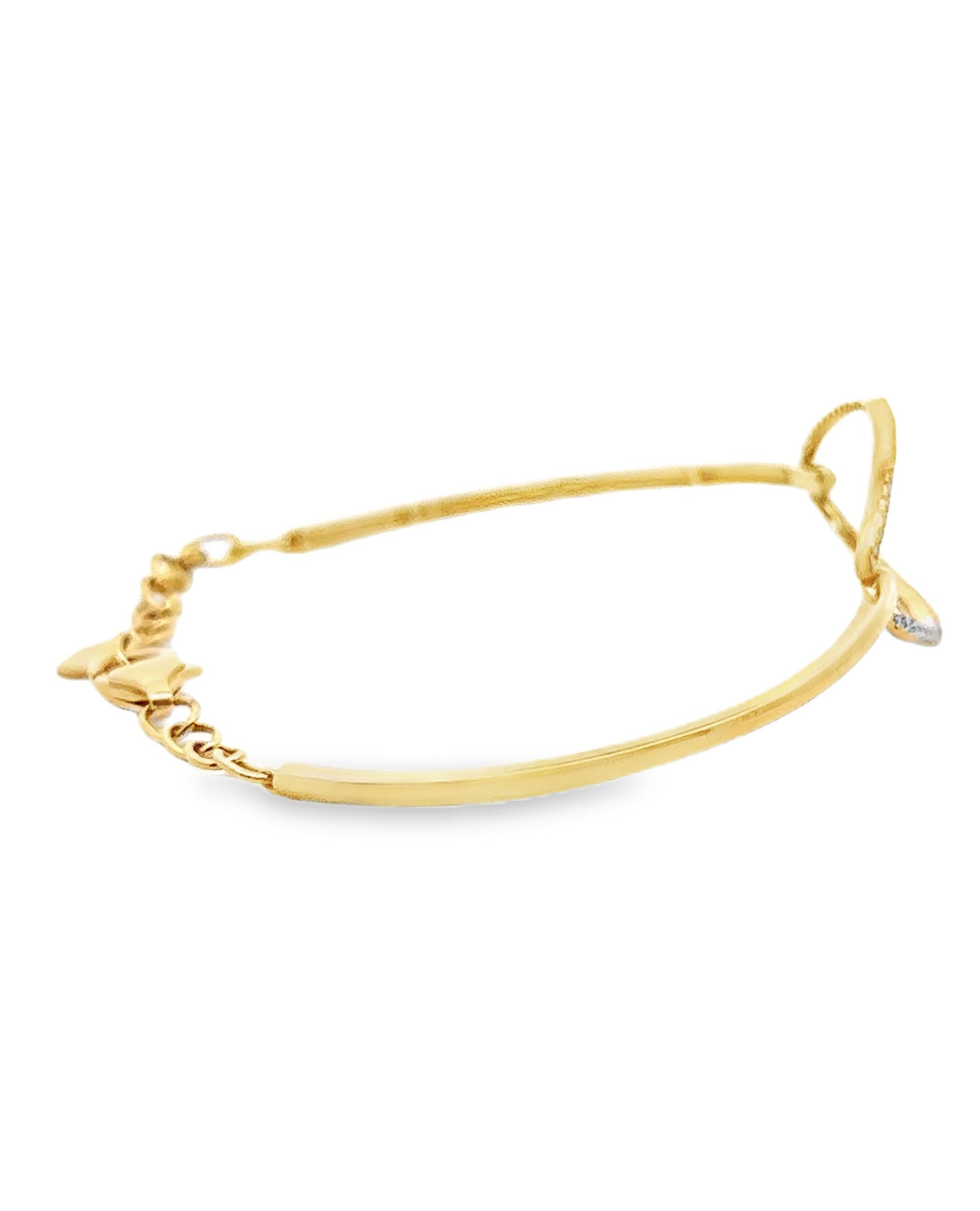 18K Yellow Gold Oval Diamond Bangle