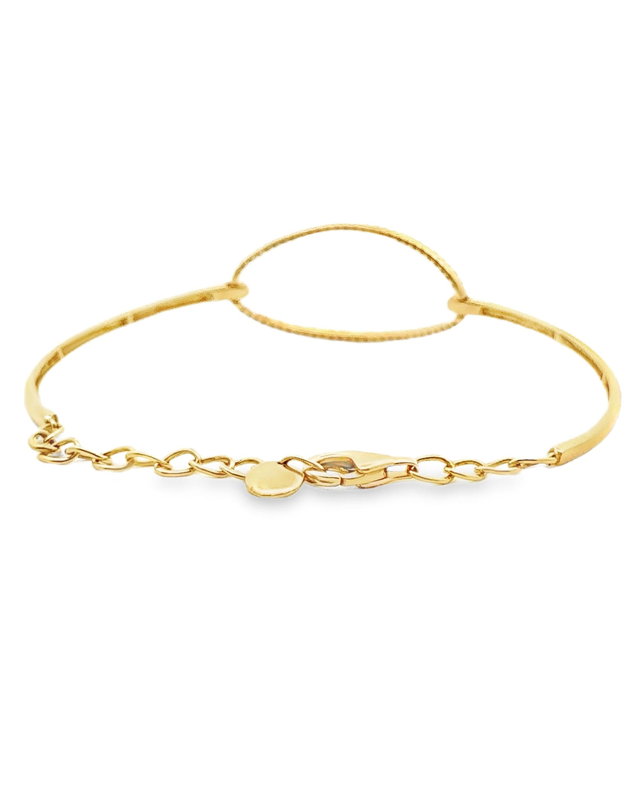 18K Yellow Gold Oval Diamond Bangle