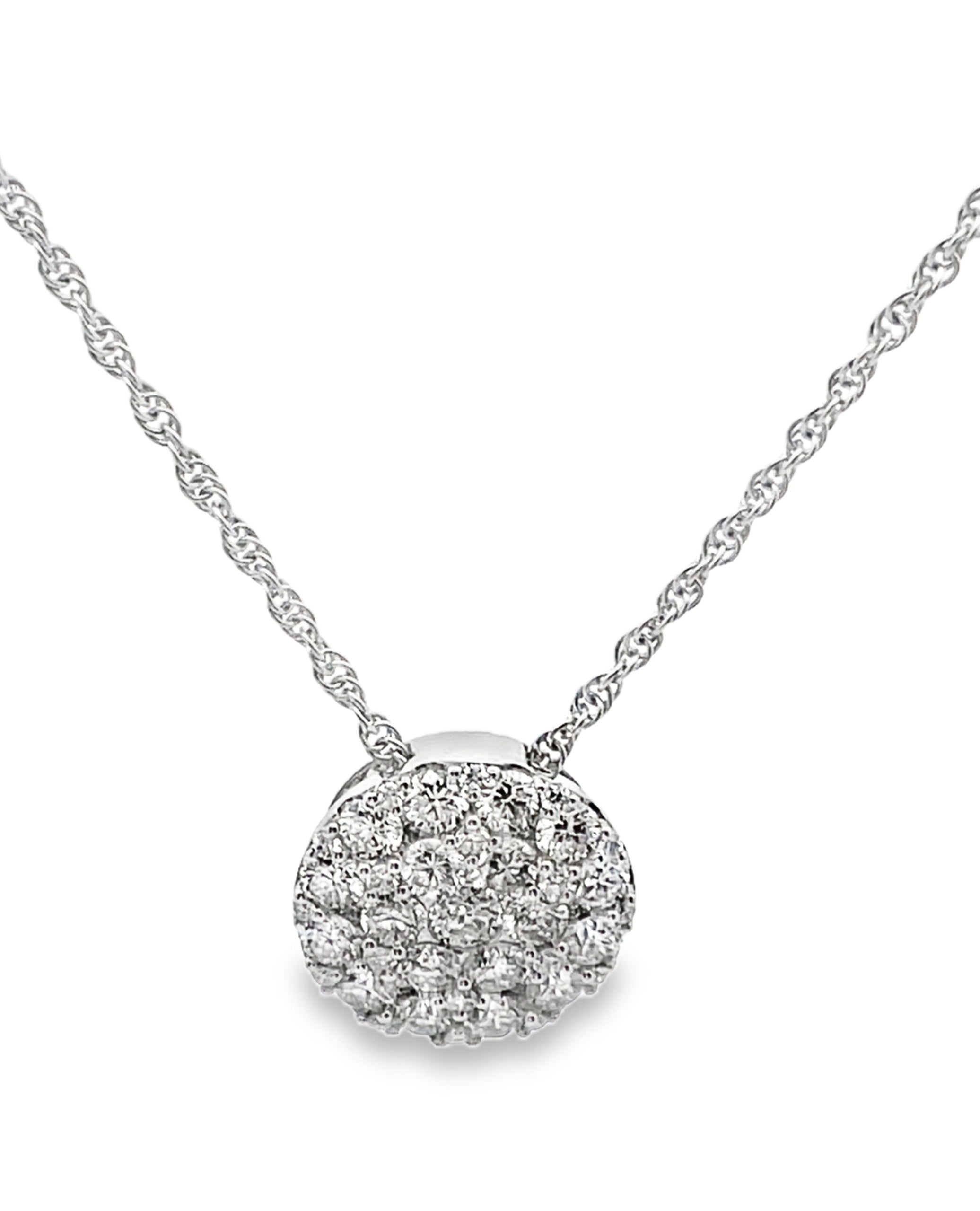 Allison Kaufman 14K White Gold Circular Pendant Necklace with Diamonds 1.00 Carat