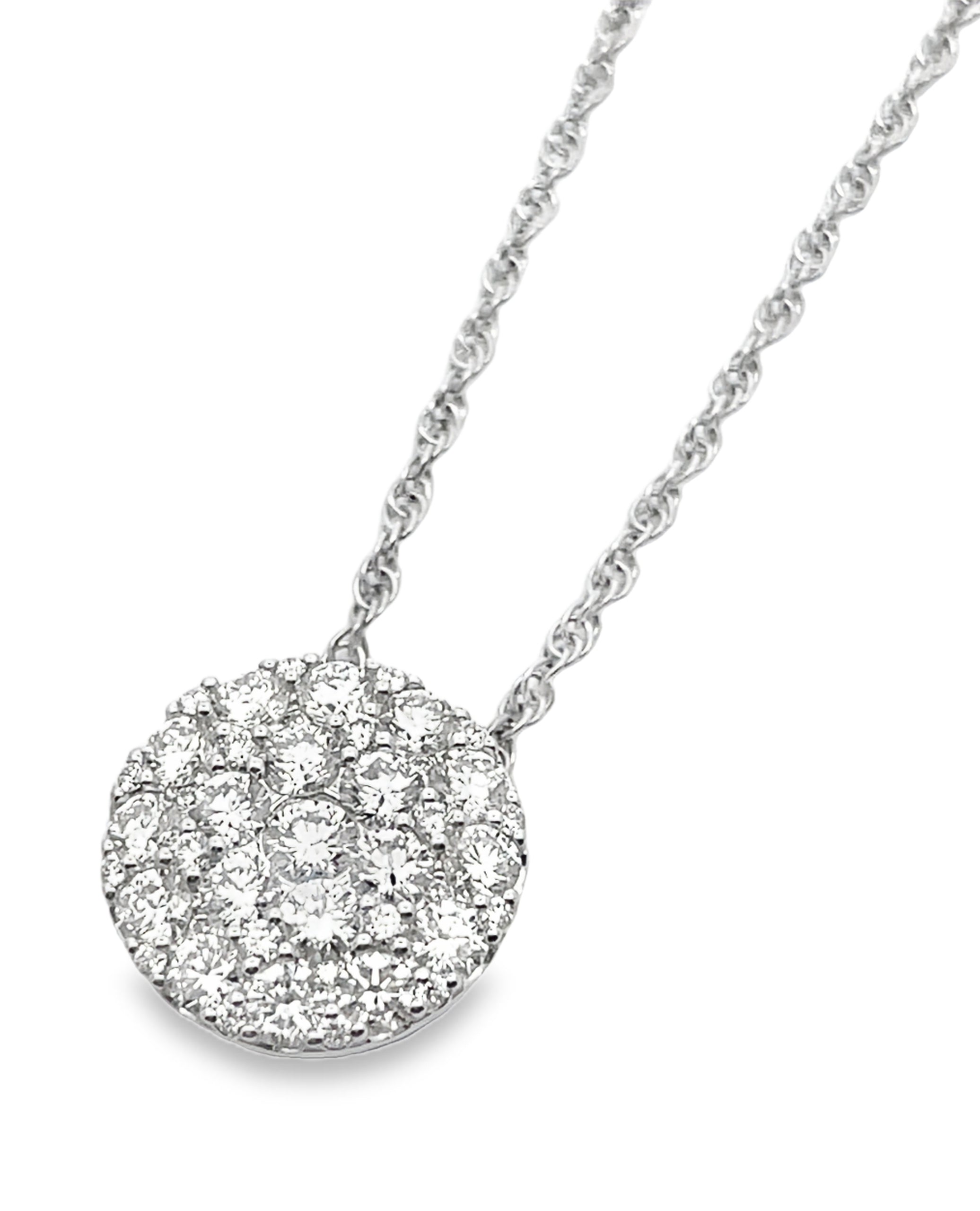 Allison Kaufman 14K White Gold Circular Pendant Necklace with Diamonds 1.00 Carat