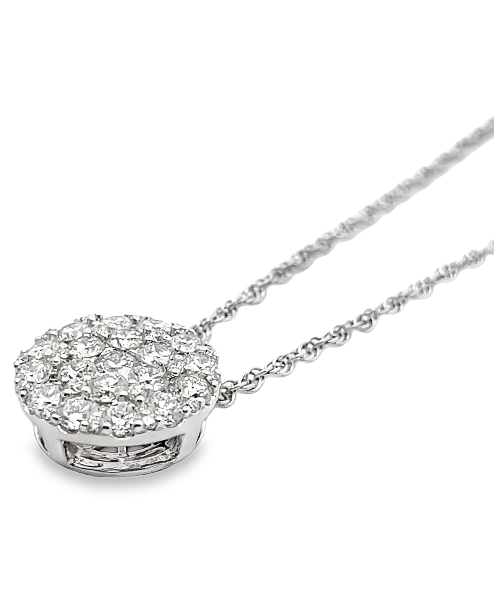Allison Kaufman 14K White Gold Circular Pendant Necklace with Diamonds 1.00 Carat