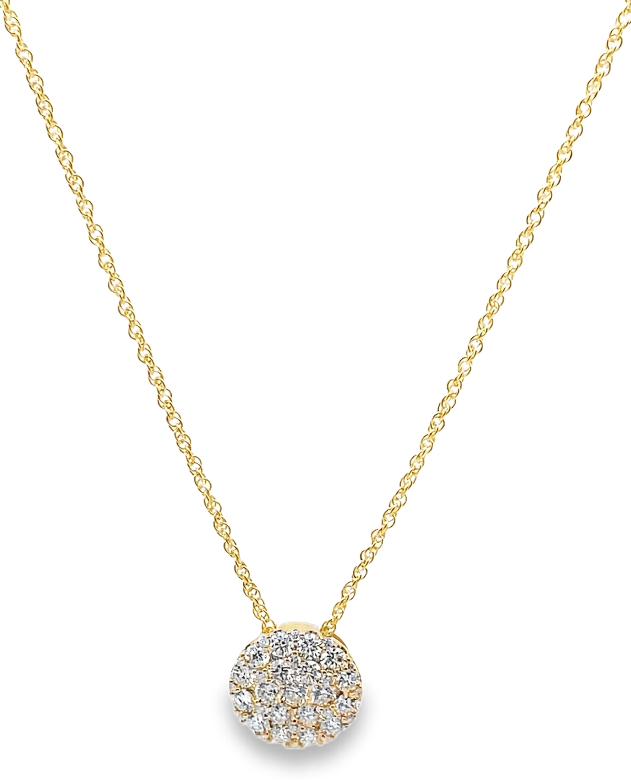 Allison Kaufman 14K Yellow Gold Diamond Circle Pendant Necklace 1.00 Carats