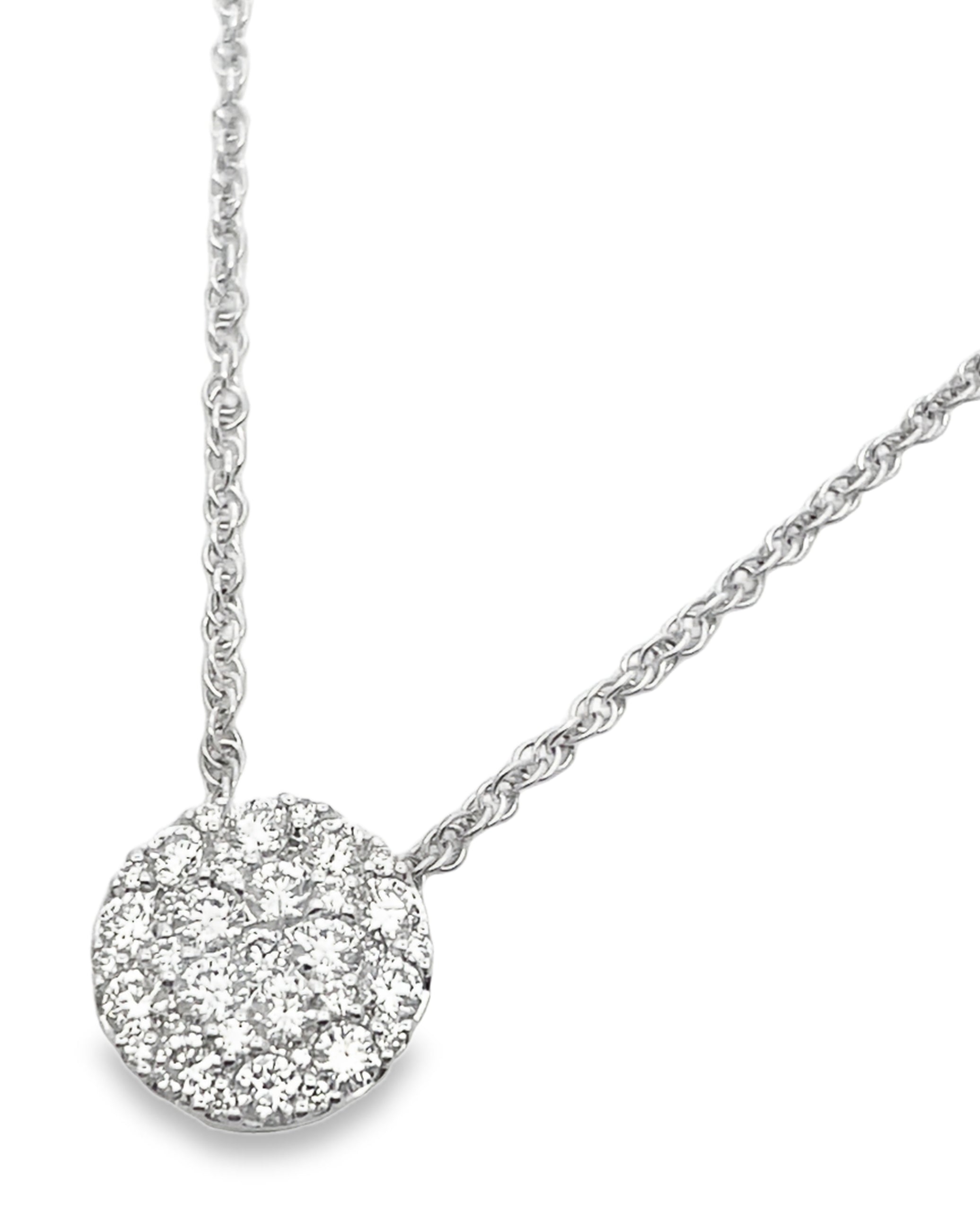 Allison Kaufman 14K White Gold Diamond Circular Pendant Necklace 0.50 Carats