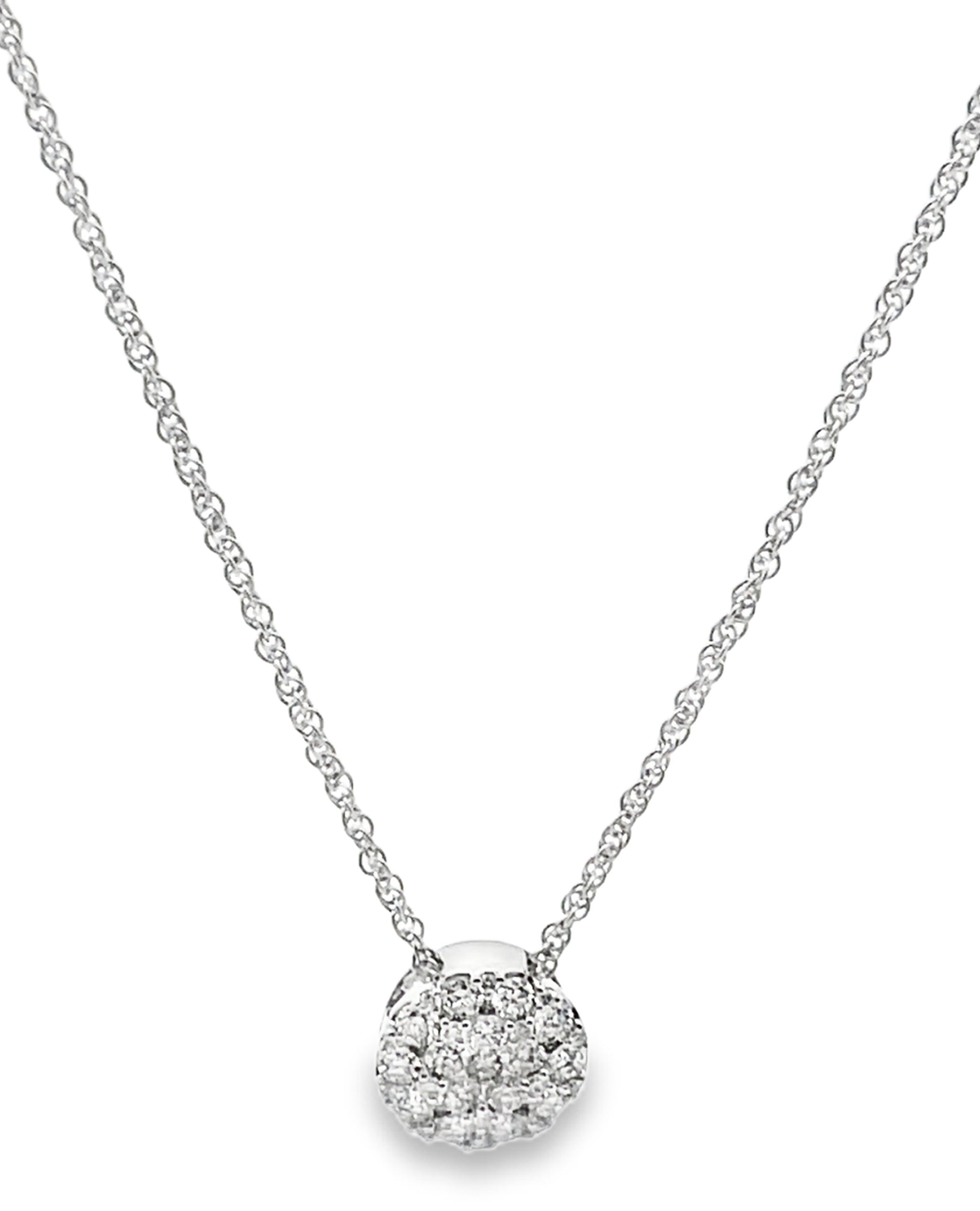 Allison Kaufman 14K White Gold Diamond Circular Pendant Necklace 0.50 Carats
