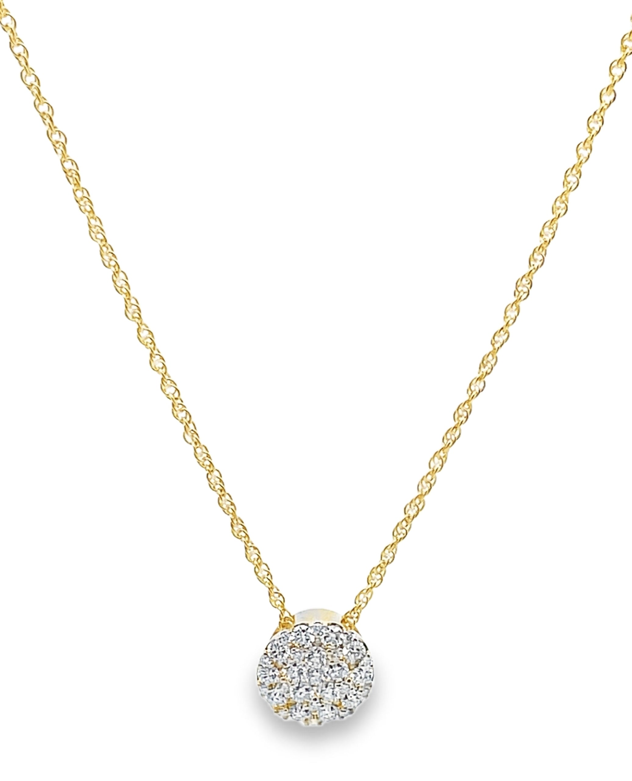 Allison Kaufman 14K Yellow Gold Diamond Circle Pendant Necklace 0.50 Carats