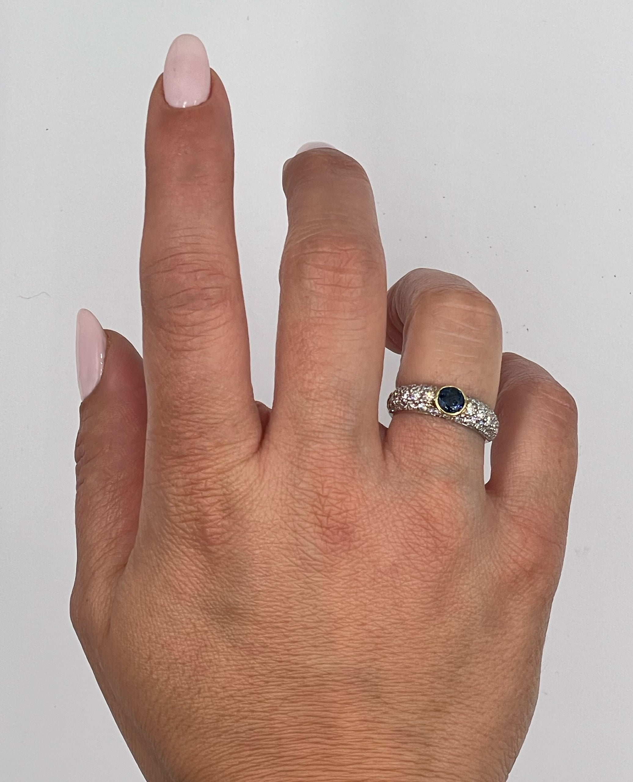 Sapphire Ring with 1.00 Carat of Diamonds Set in White Gold