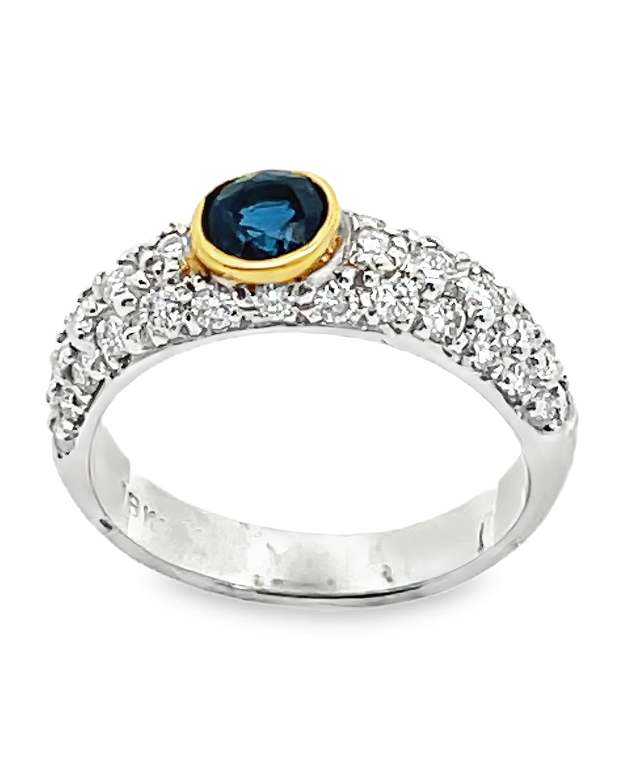 Sapphire Ring with 1.00 Carat of Diamonds Set in White Gold