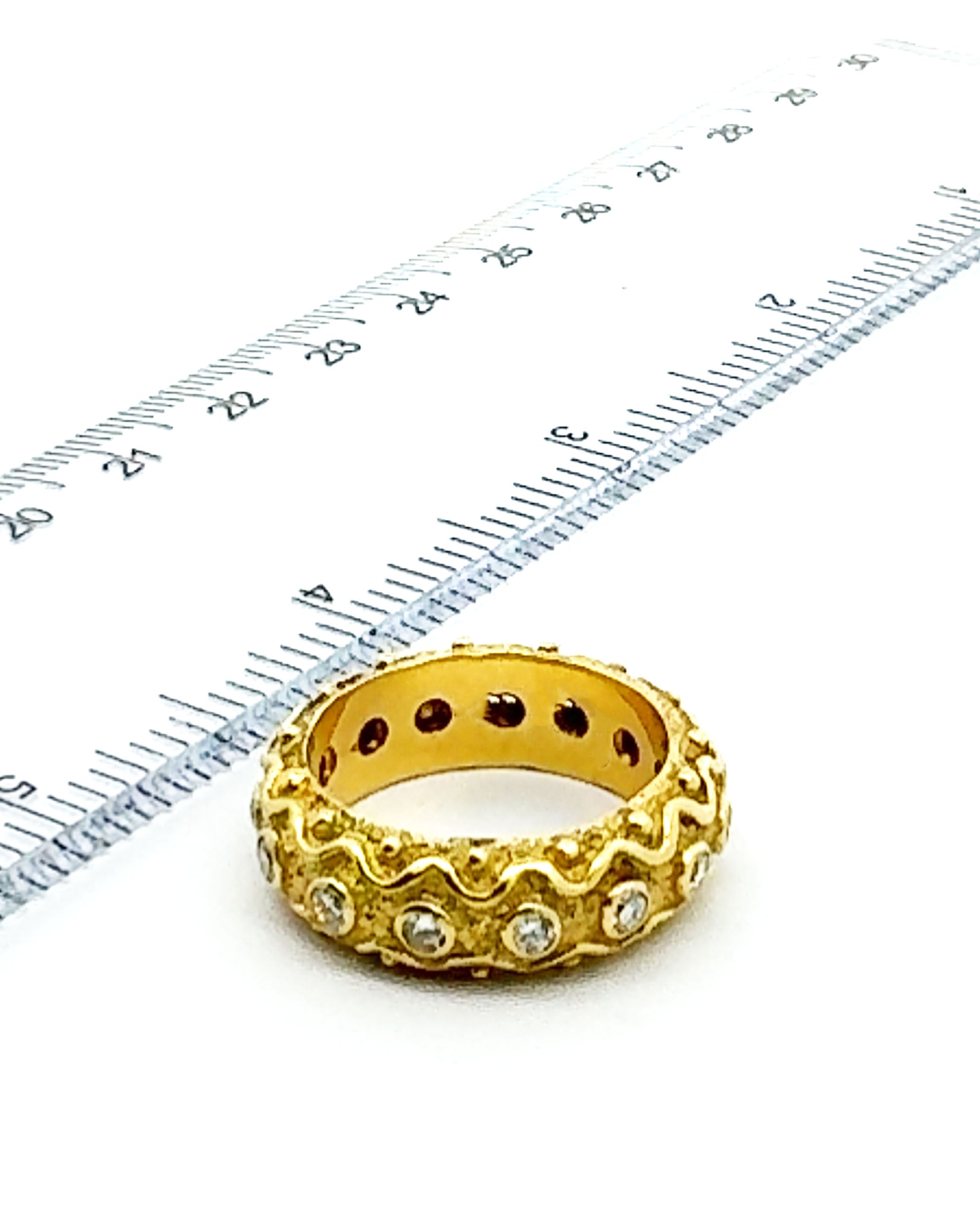 18K Yellow Gold Band with Diamonds- Size 7