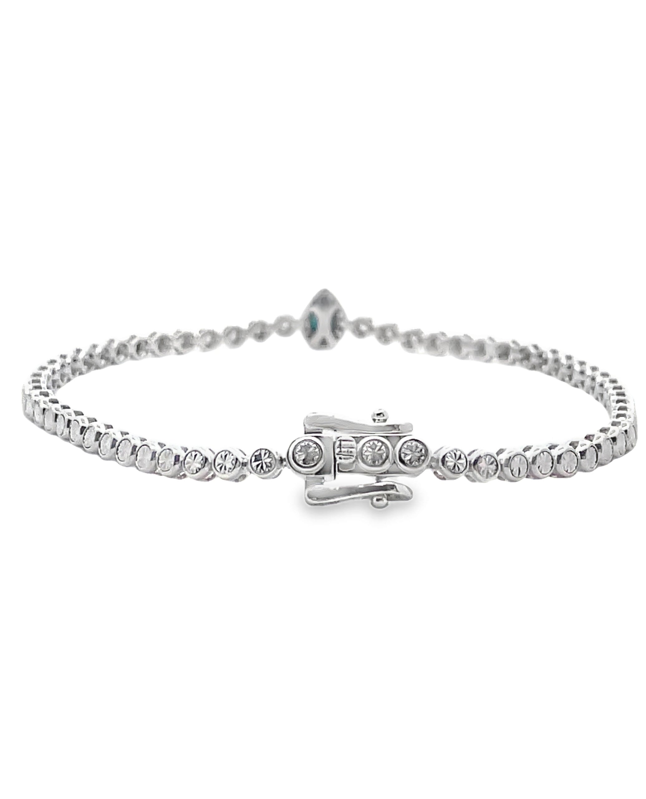 18K White Gold Sapphire and Diamond Tennis Bracelet