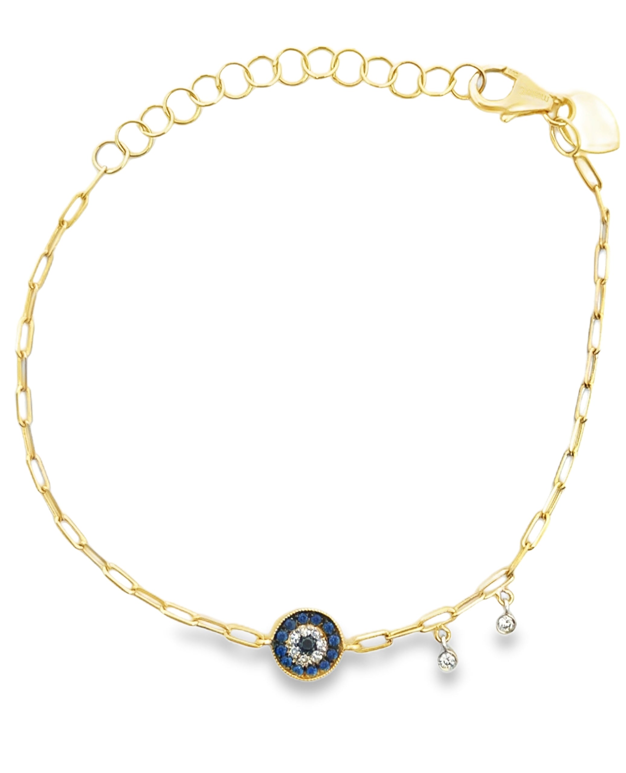 Meira T. 14K Yellow Gold Paperclip Chain Evil Eye Bracelet