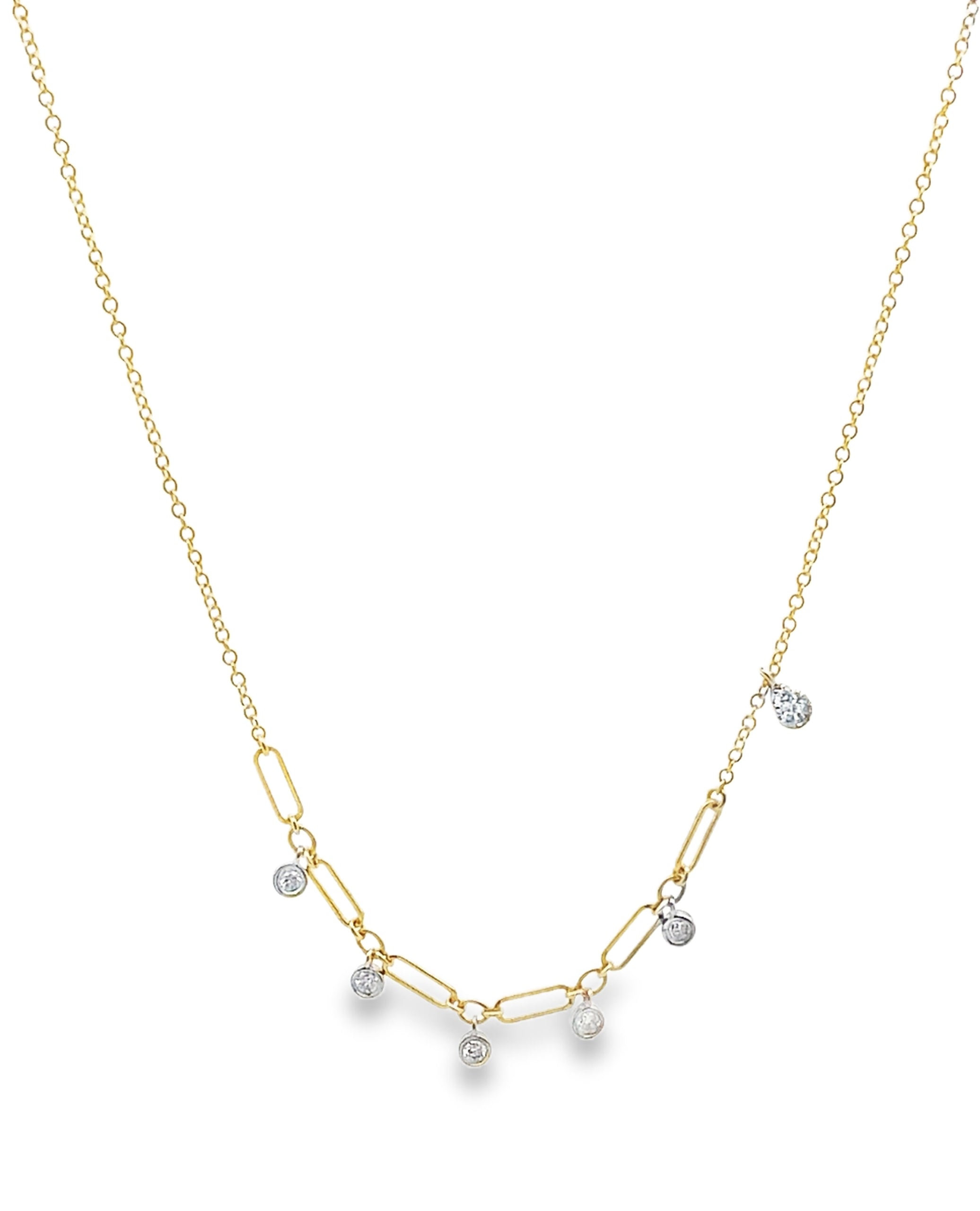 Meira T. 14K Yellow Gold Paperclip Necklace with Diamonds