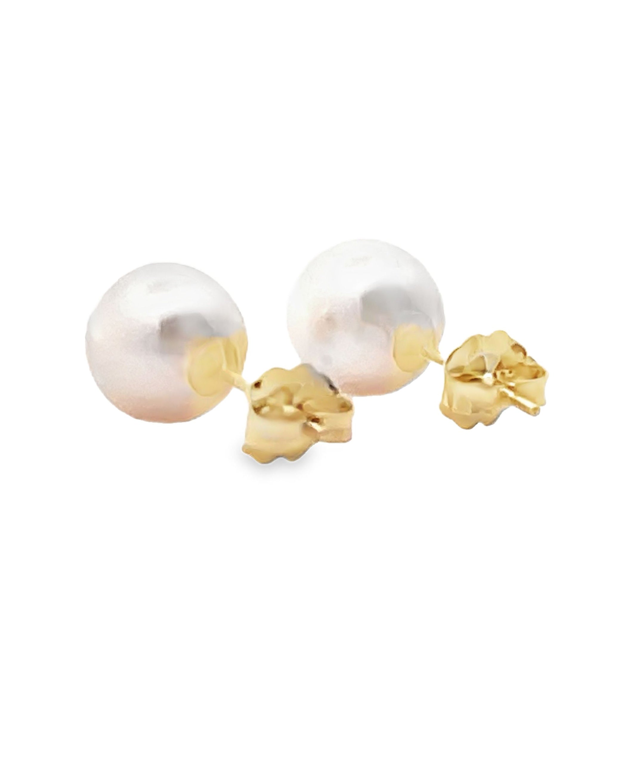 14K Yellow Gold 8.5mm Akoya Pearl Stud Earrings with Pushbacks