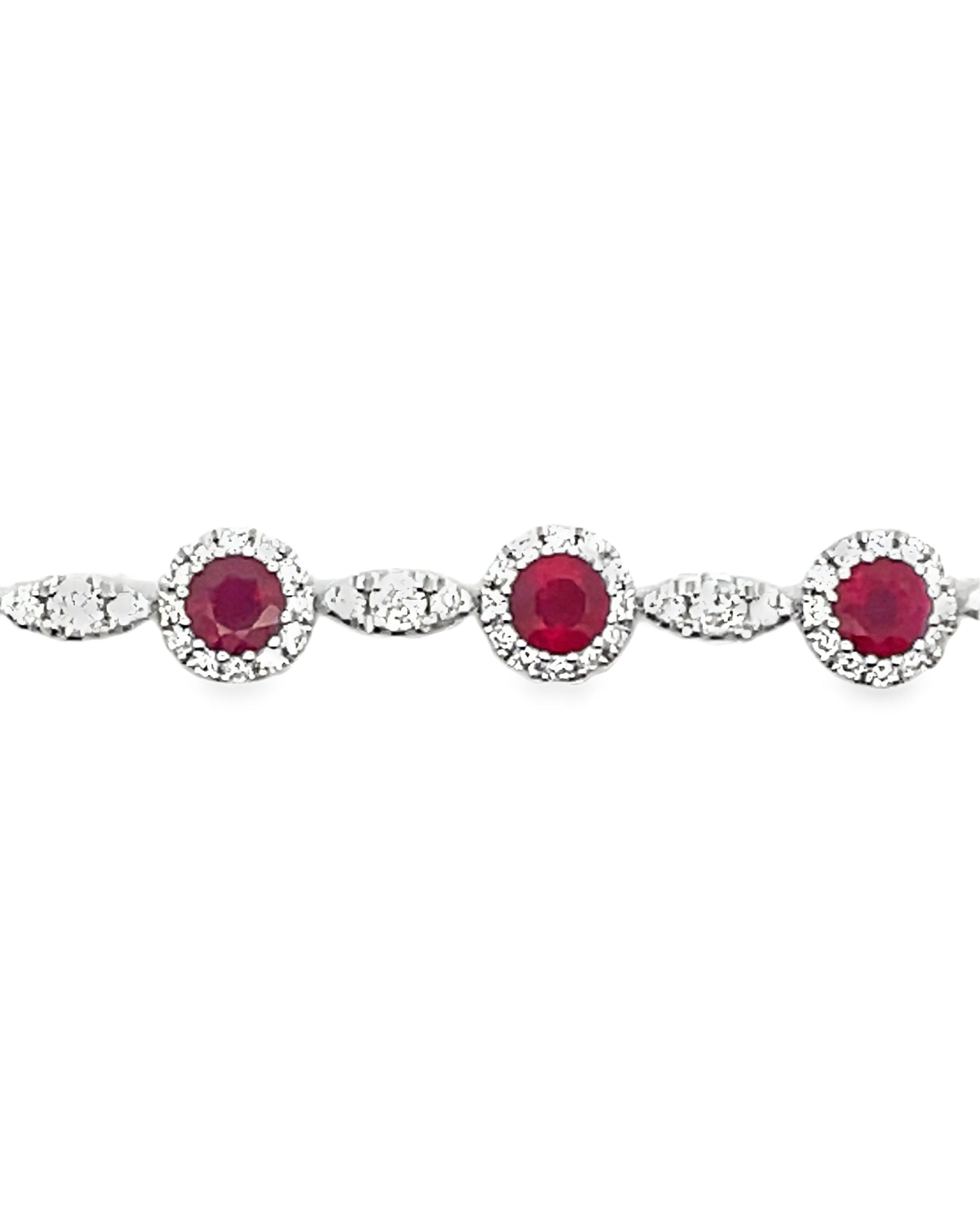 14K White Gold Ruby & Diamond Bracelet