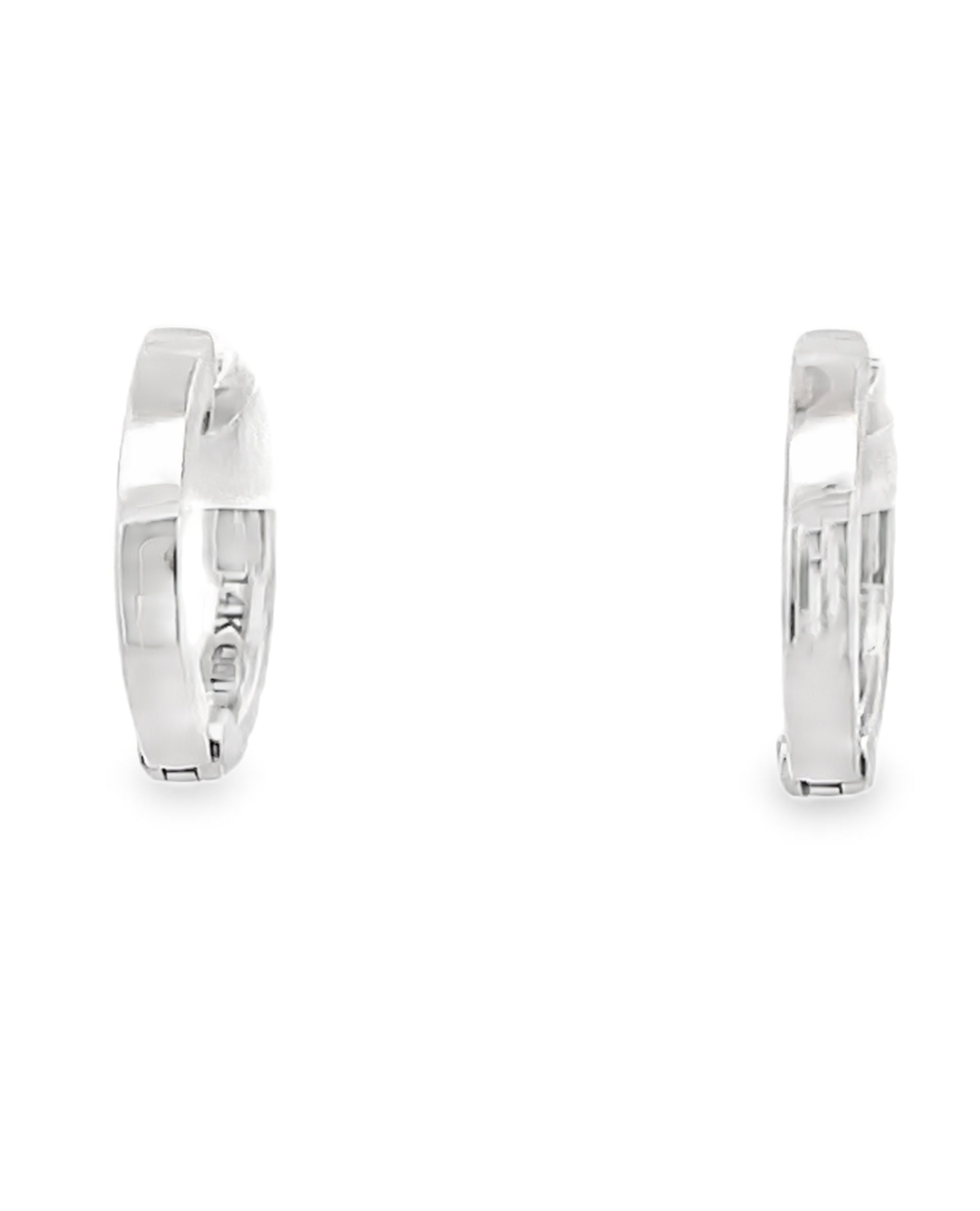 14K White Gold Huggie Hoop Diamond Earrings