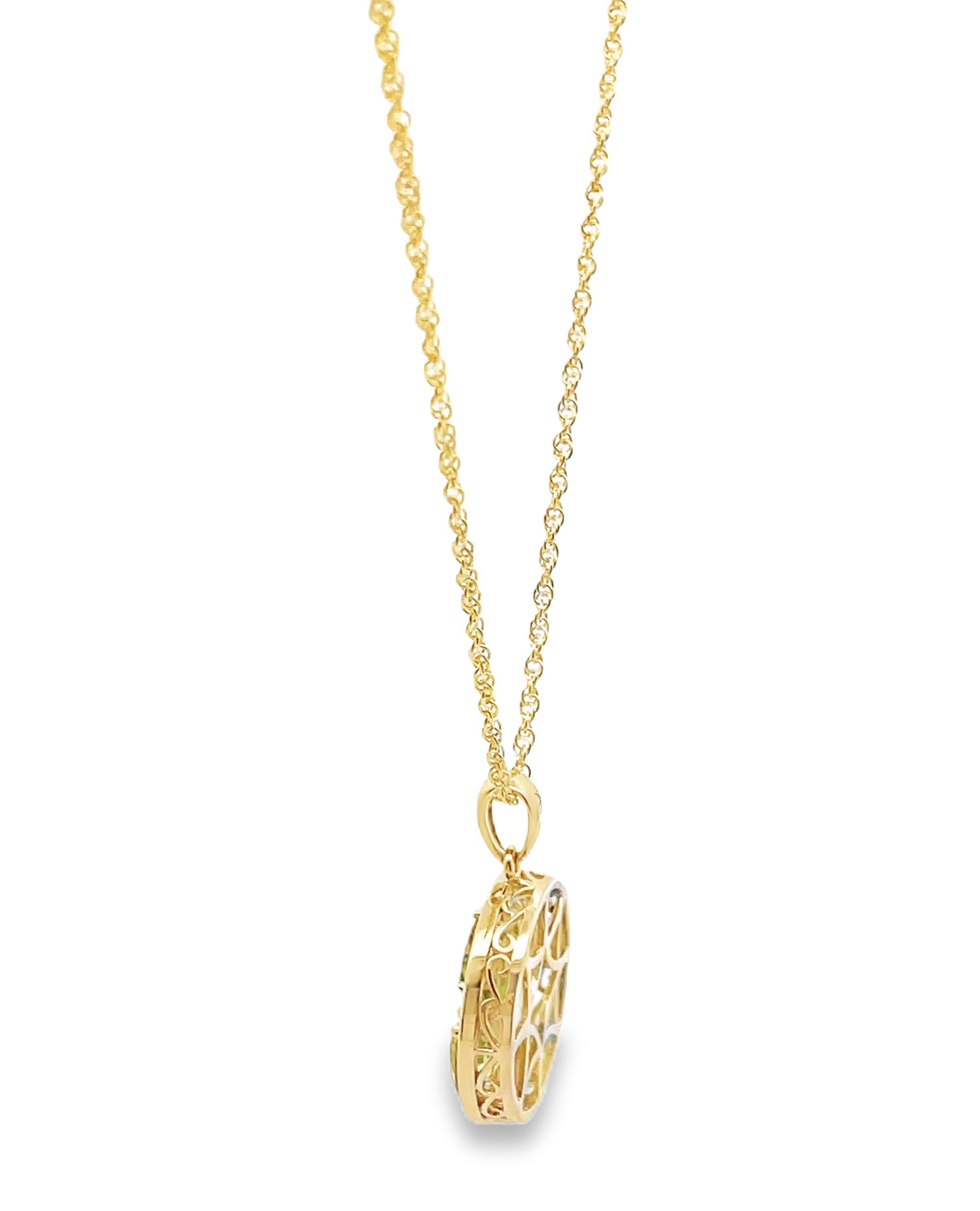 Allison Kaufman 14K Yellow Gold Diamond, Tsavorite & Peridot Circle Necklace