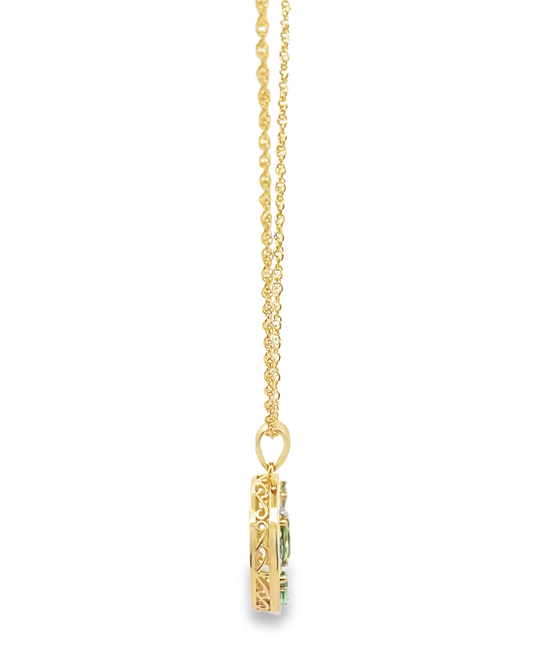 Allison Kaufman 14K Yellow Gold Diamond, Tsavorite & Peridot Circle Necklace