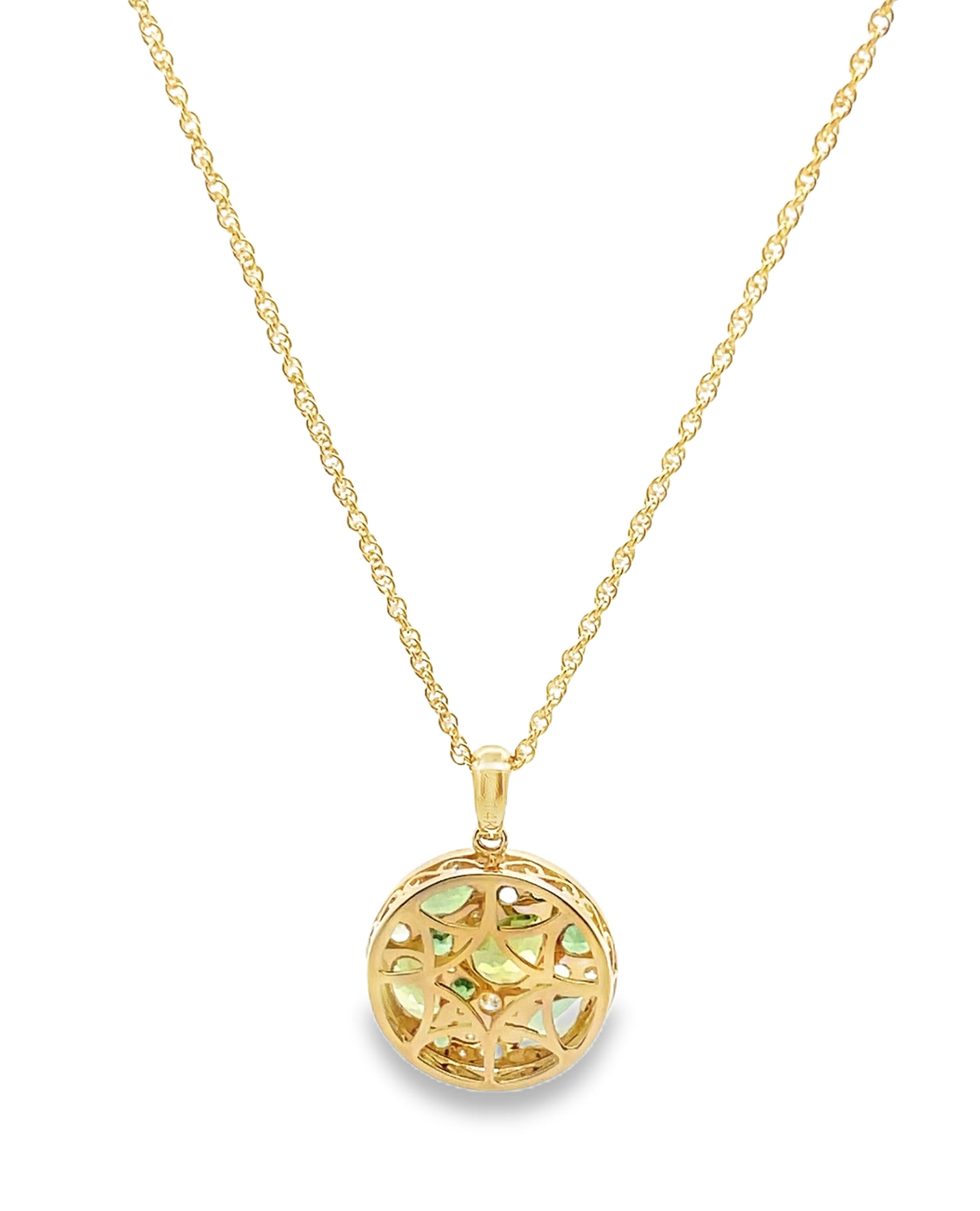 Allison Kaufman 14K Yellow Gold Diamond, Tsavorite & Peridot Circle Necklace