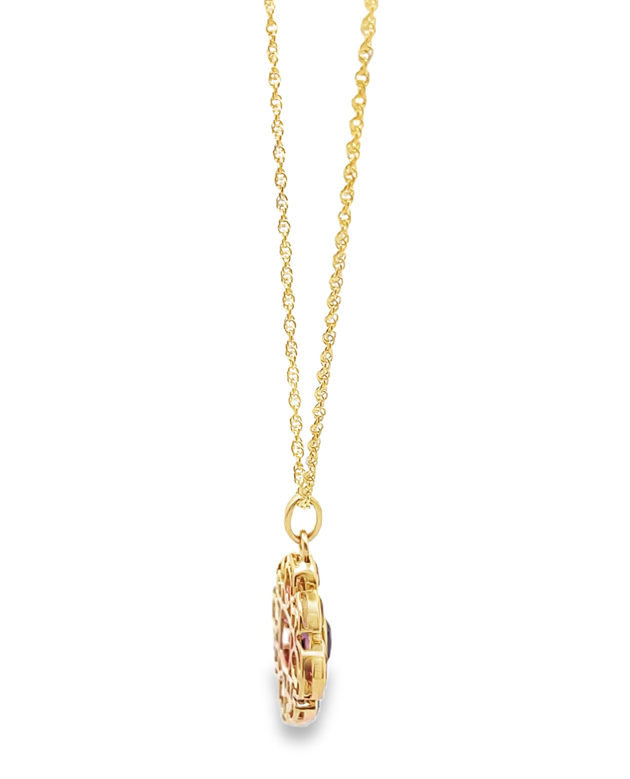 Allison Kaufman 14K Yellow Gold Semi Precious Stone & Diamond Geometric Necklace