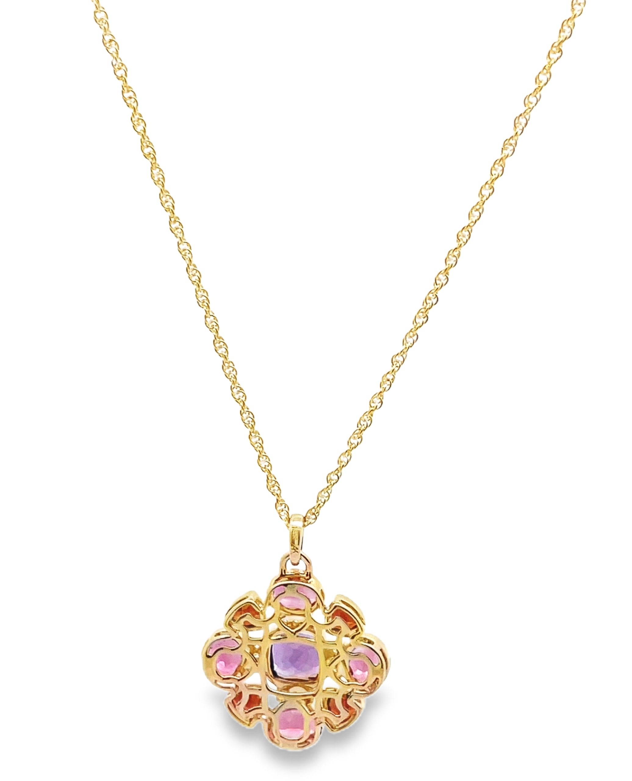 Allison Kaufman 14K Yellow Gold Semi Precious Stone & Diamond Geometric Necklace