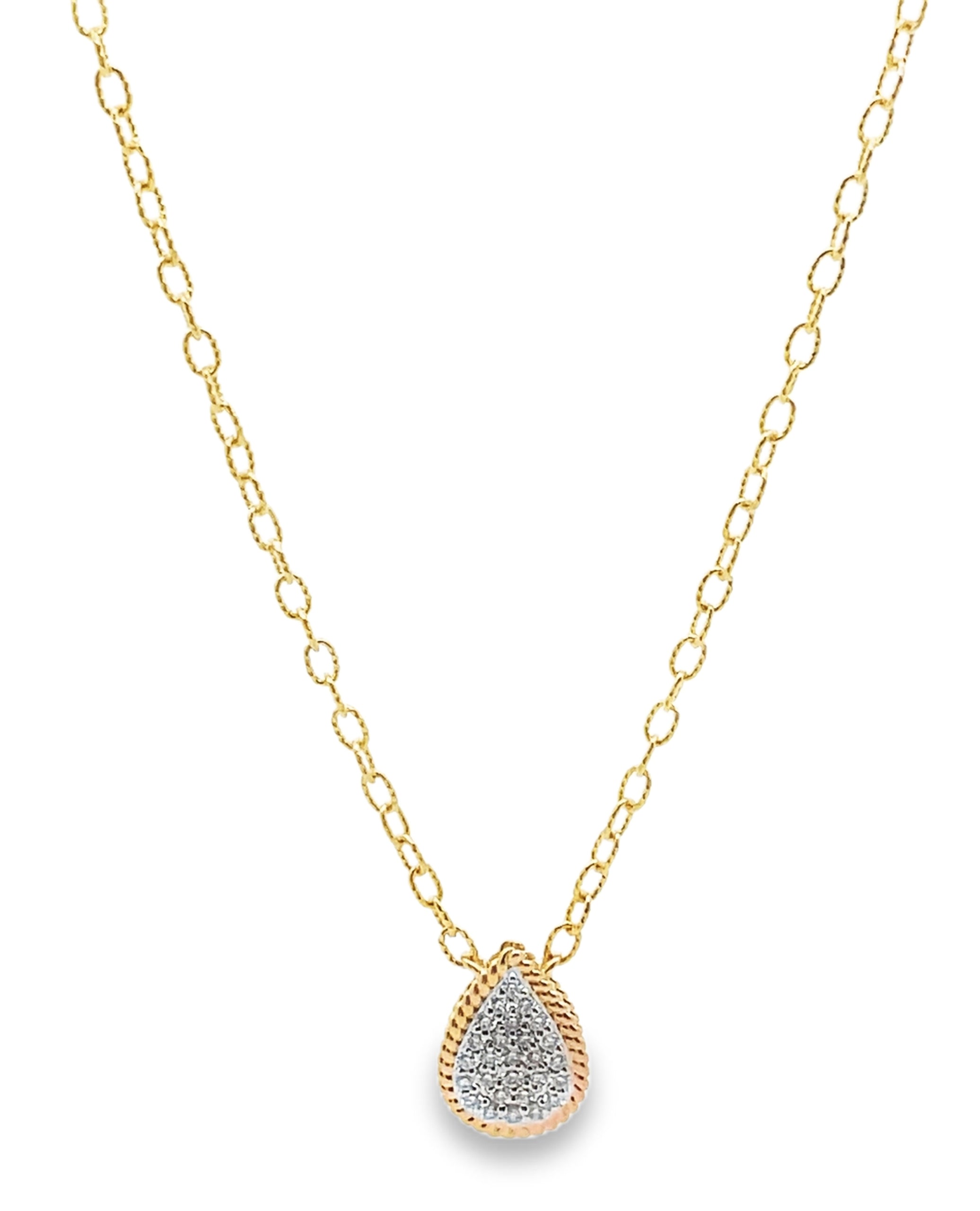 Allison Kaufman 14K Yellow Gold Pear Shaped Diamond Pendant Necklace