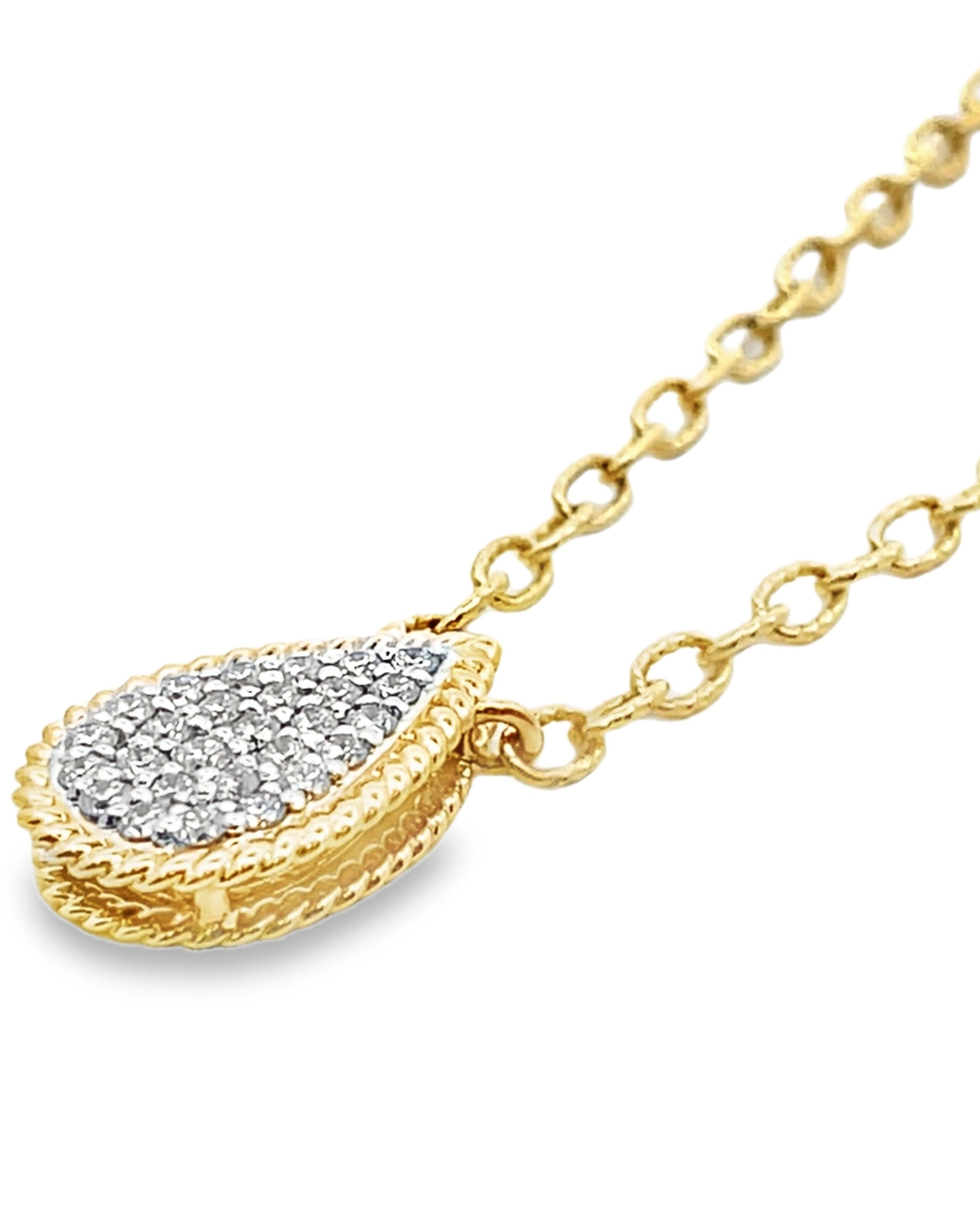 Allison Kaufman 14K Yellow Gold Pear Shaped Diamond Pendant Necklace