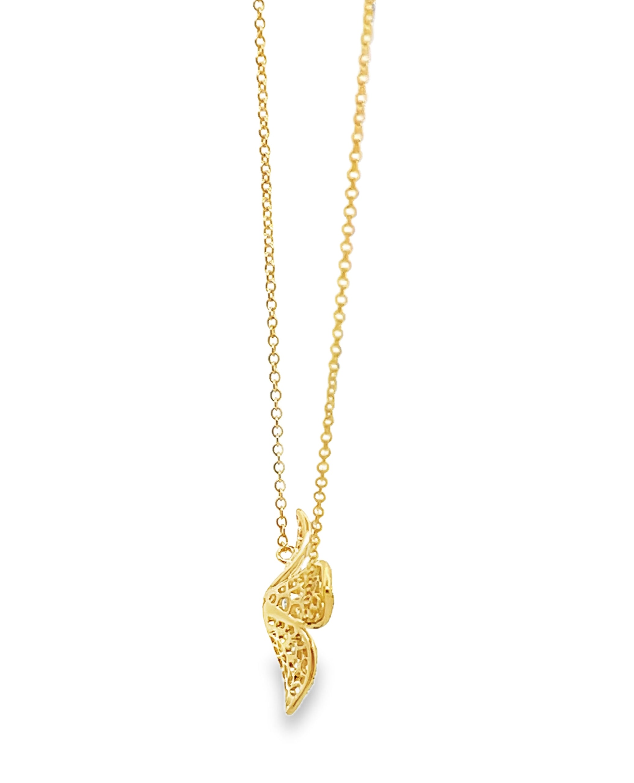 18K Yellow Gold Diamond Floral Necklace