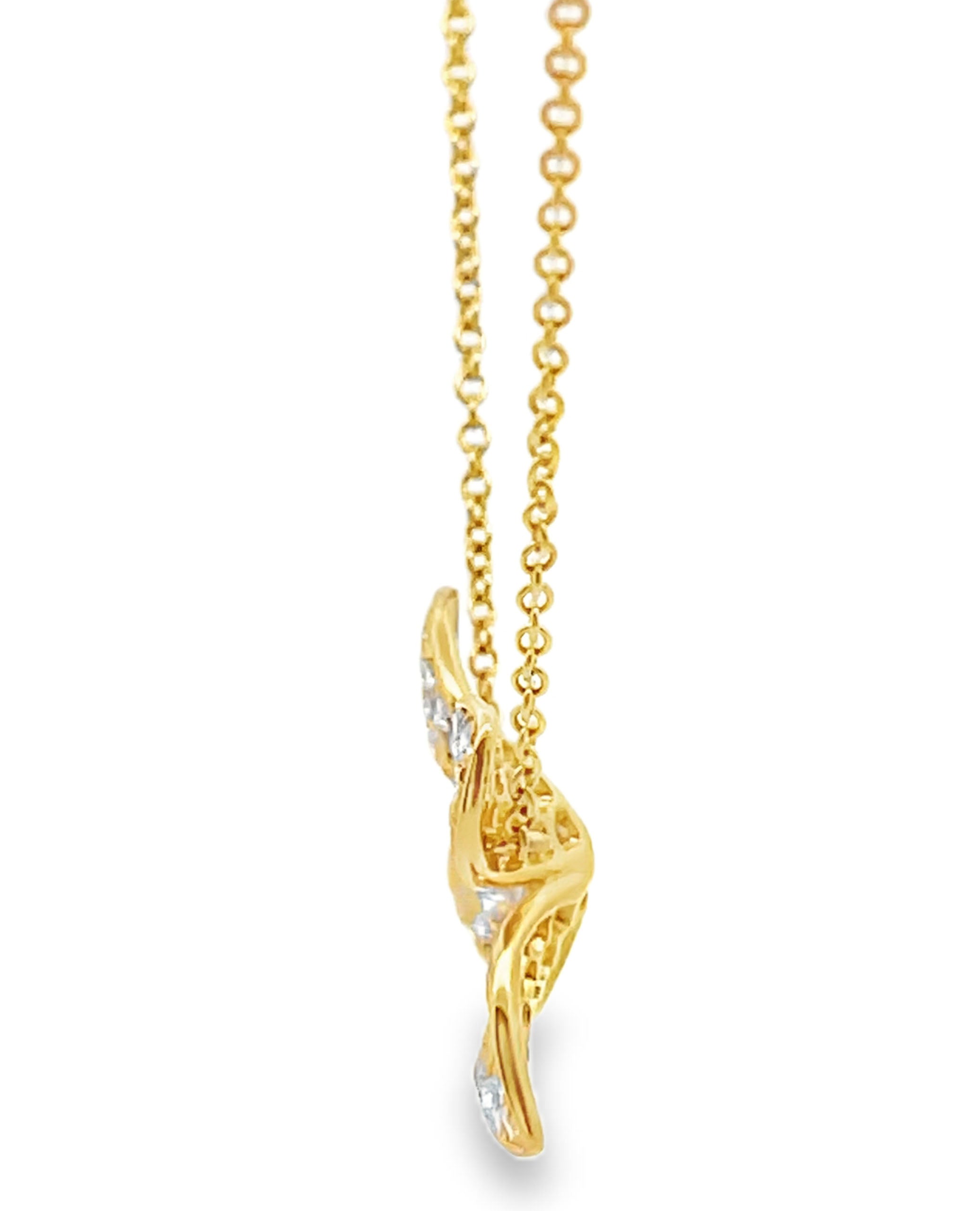 18K Yellow Gold Diamond Floral Necklace
