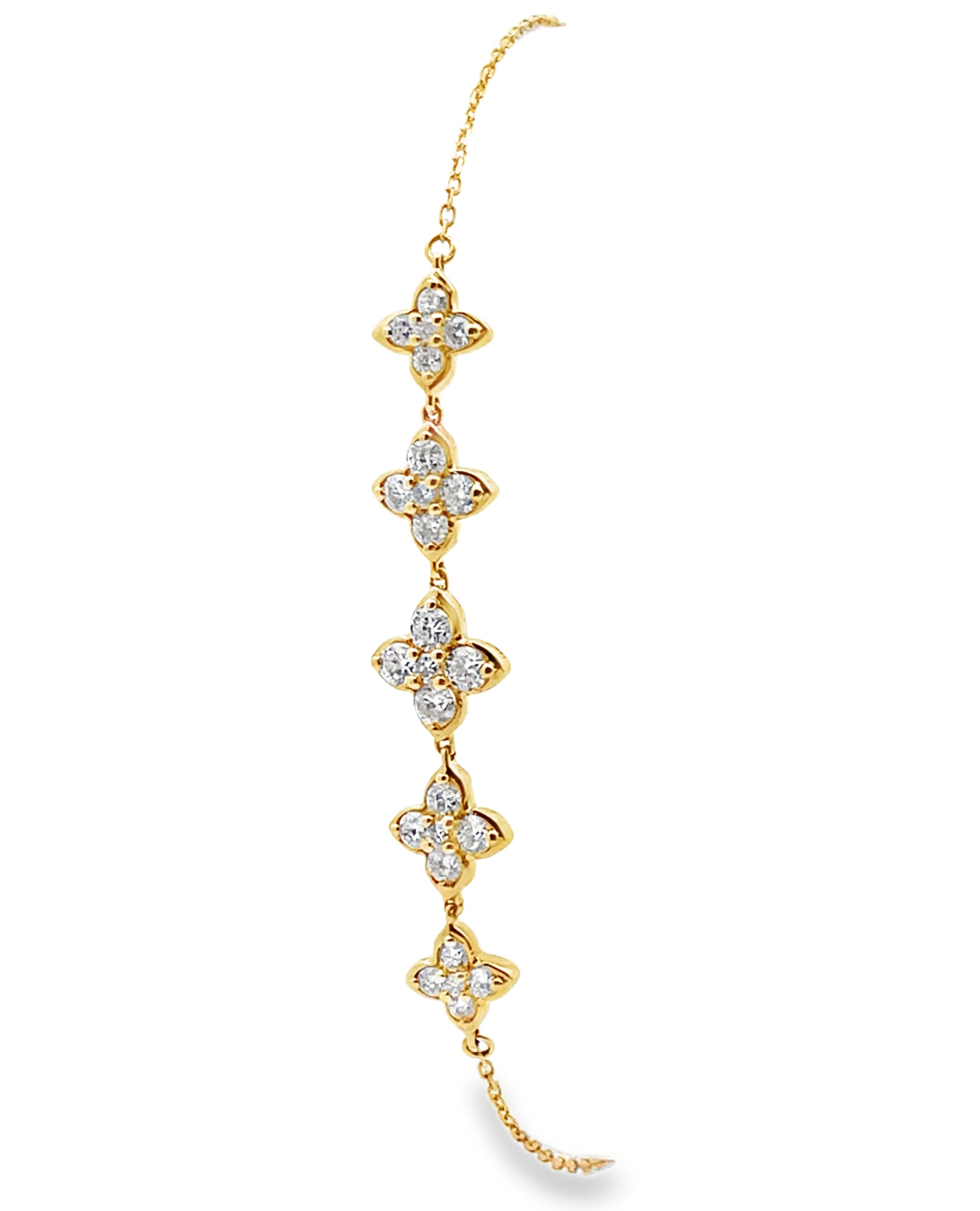Quatrefoil Five Station Diamond Bracelet in 18K Yellow Gold
