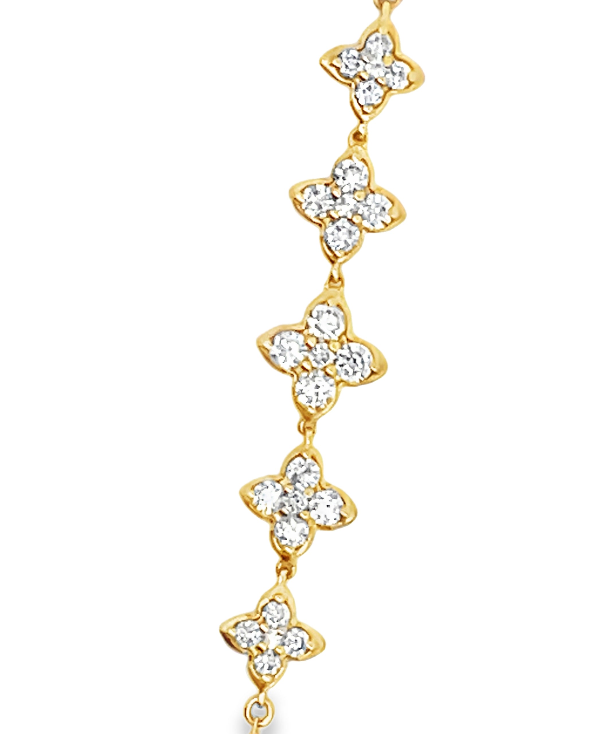 Quatrefoil Five Station Diamond Bracelet in 18K Yellow Gold