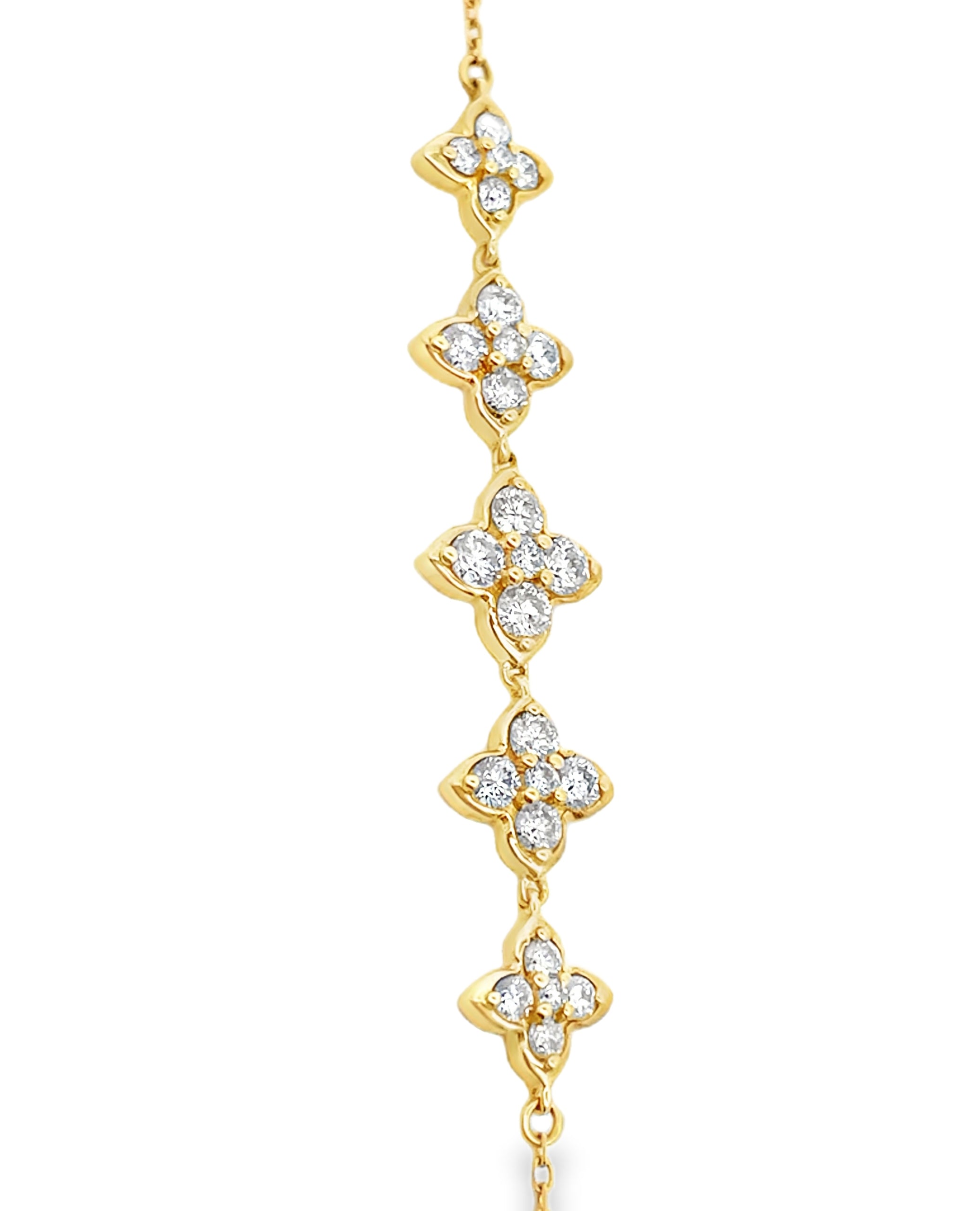 Quatrefoil Five Station Diamond Bracelet in 18K Yellow Gold