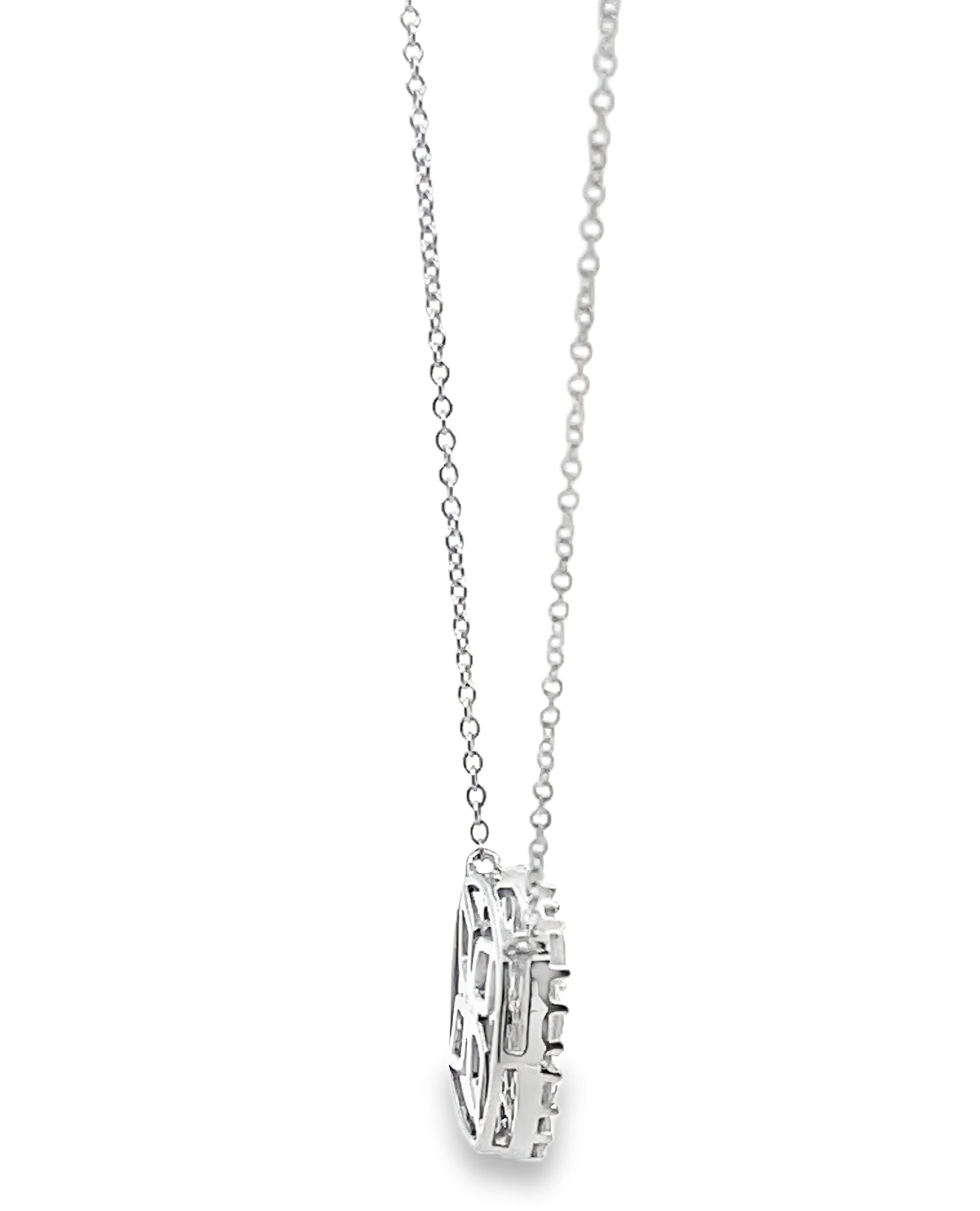 18K White Gold 1.51 Carat Diamond Square Pendant Necklace
