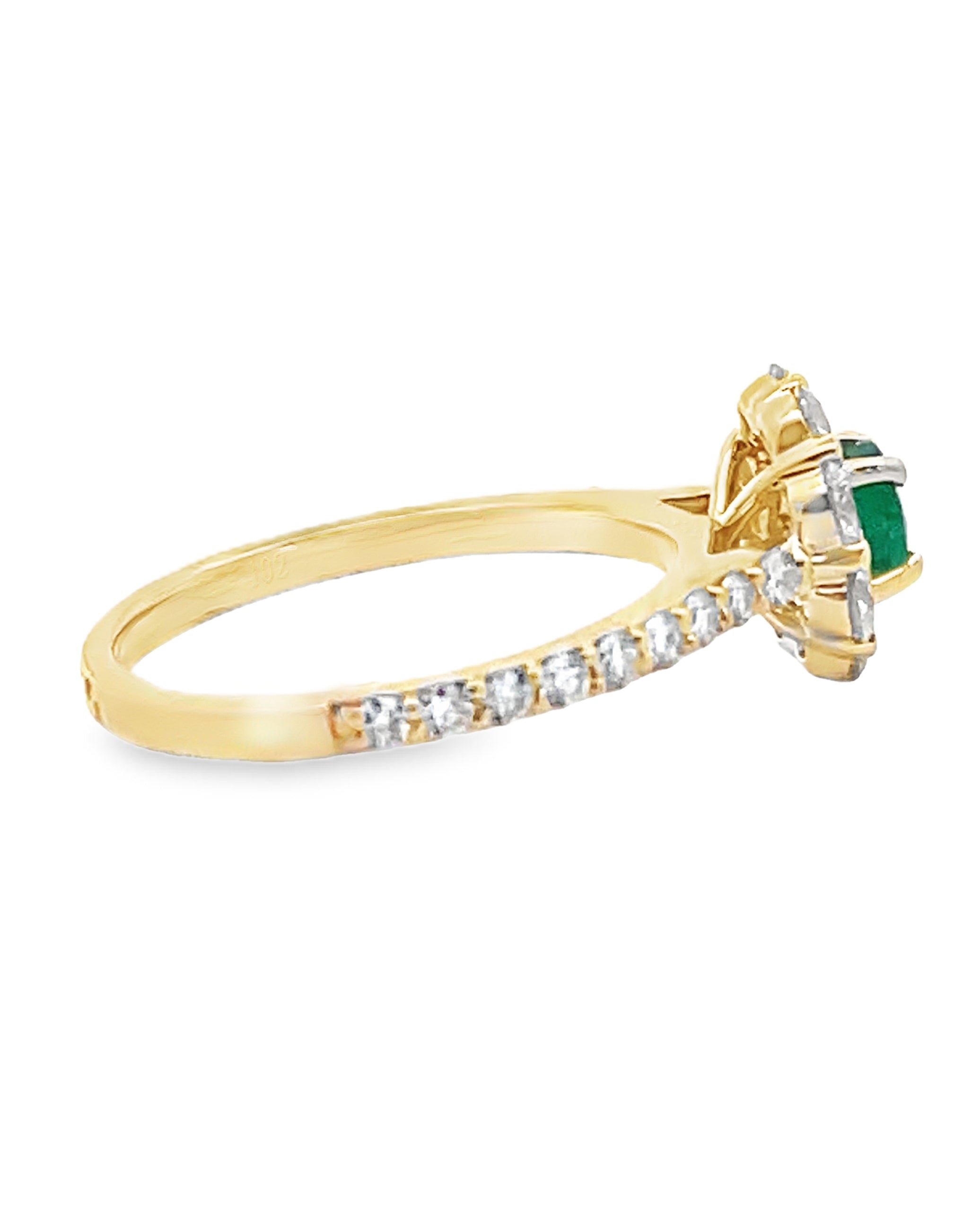 14K Yellow Gold Emerald & Diamond Engagement Ring