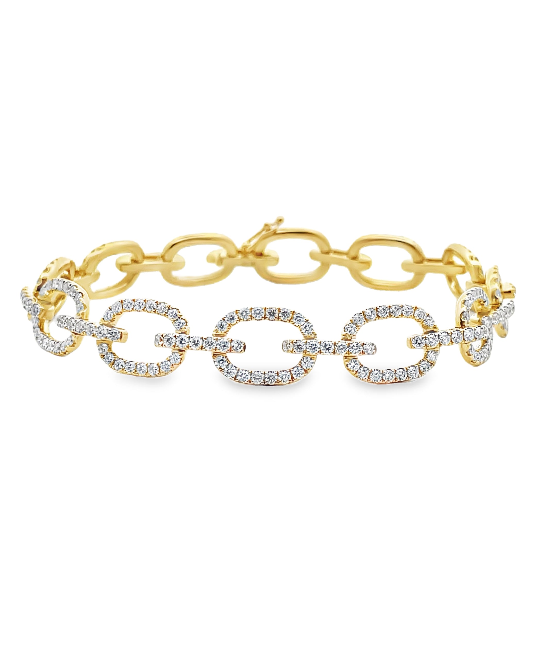 18K Yellow Gold Diamond Paperclip Bracelet