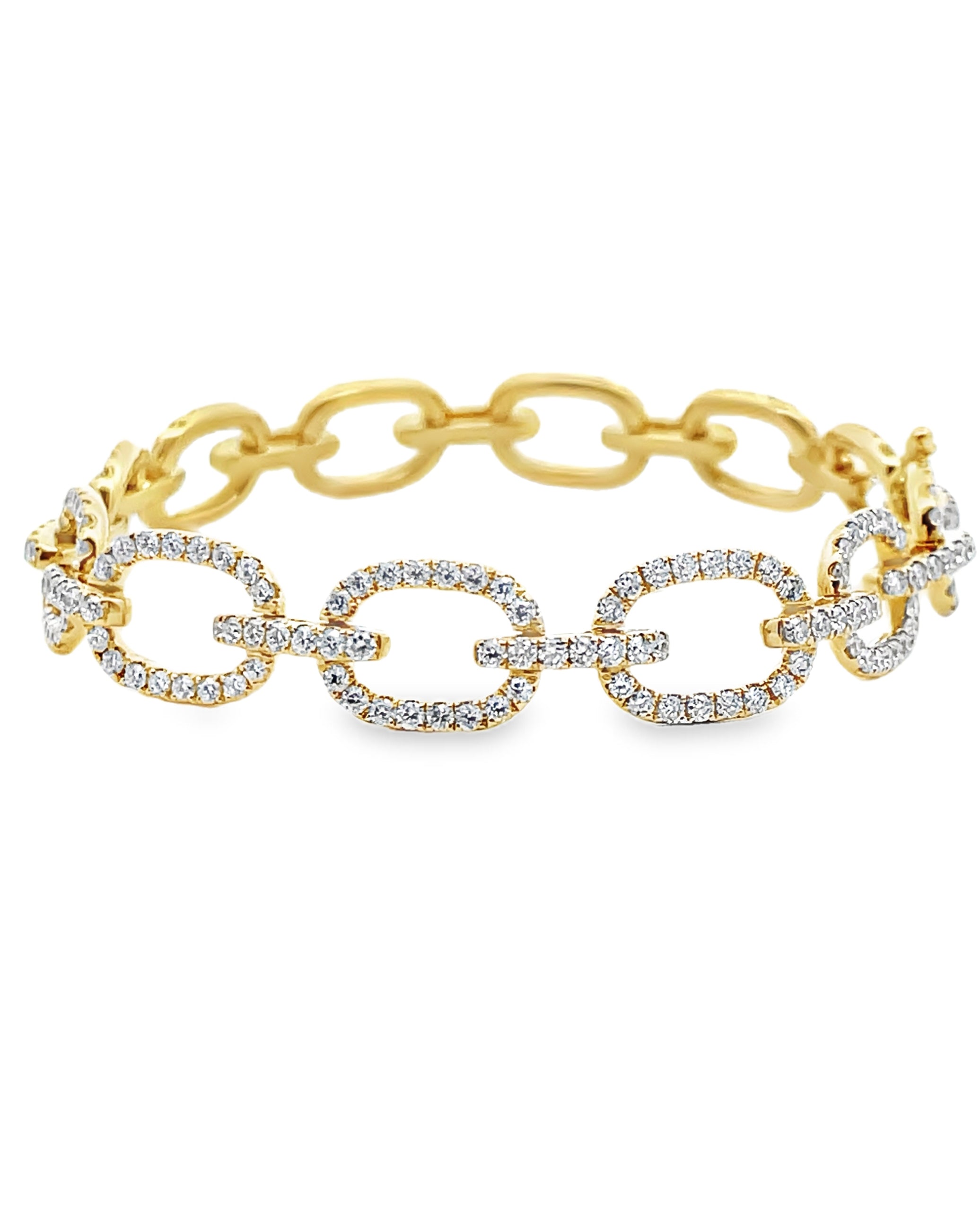 18K Yellow Gold Diamond Paperclip Bracelet